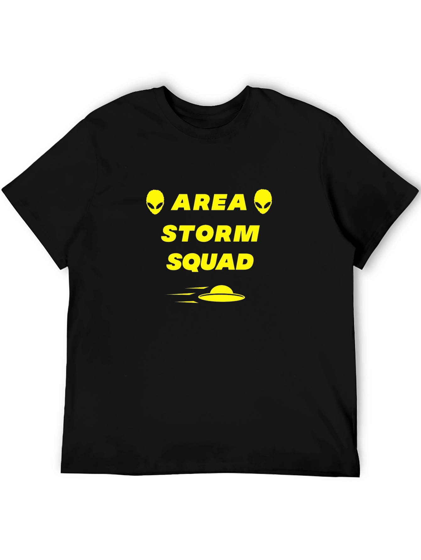 Black Area Storm Squad Alien UFO Graphic T-Shirt view 5