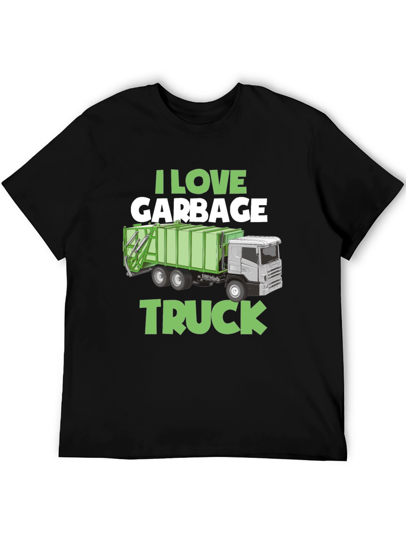 Black I Love Garbage Truck Graphic T-Shirt view 5