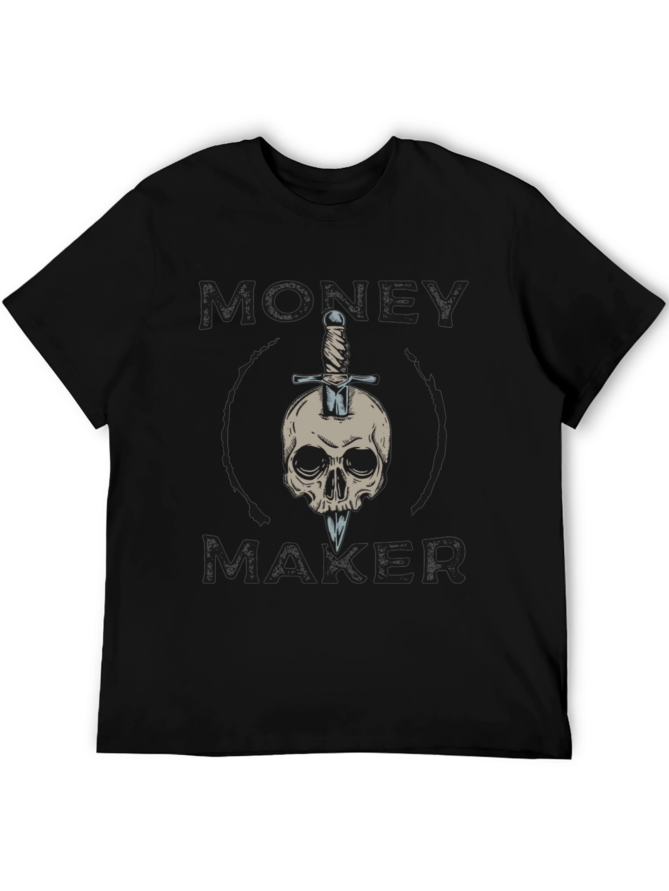Black Money Maker Skull & Sword Graphic Tee - Black view 5