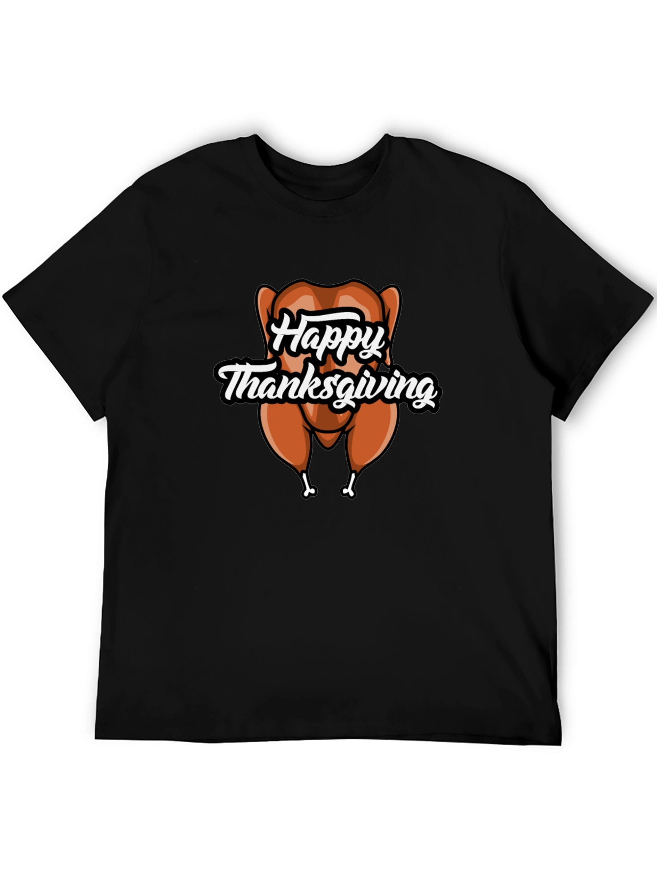 Black Happy Thanksgiving Turkey Graphic T-Shirt view 5