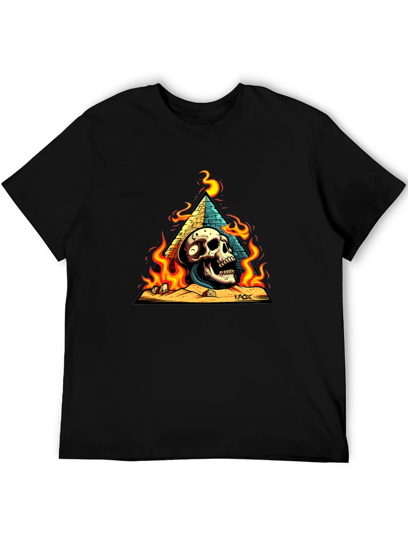 Black Skull Pyramid Graphic Tee - Men's Black T-Shirt view 5