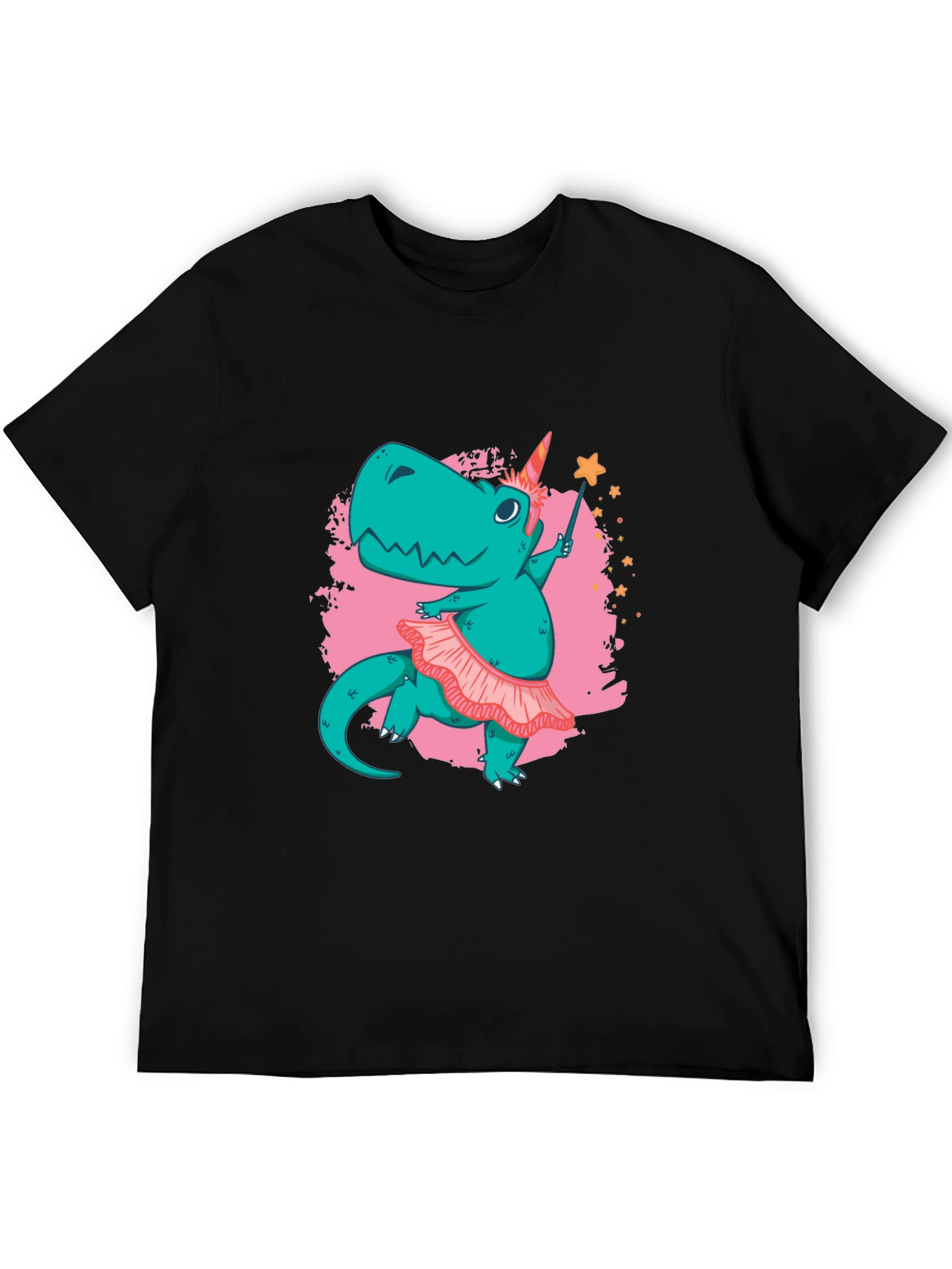 Black Dino Unicorn T-Shirt - Magical Ballerina Design view 5