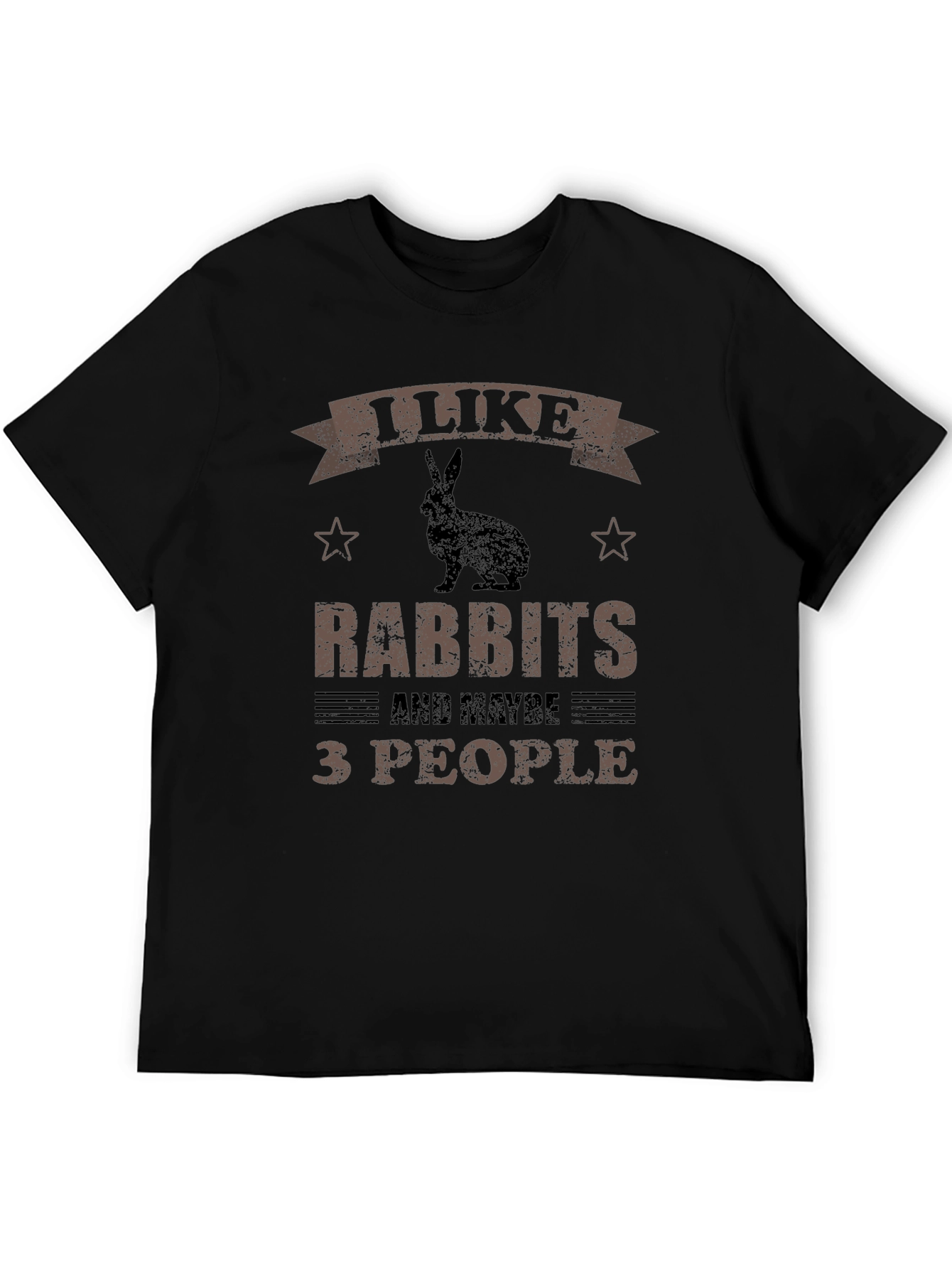 Black I Like Rabbits and Maybe 3 People T-Shirt view 5
