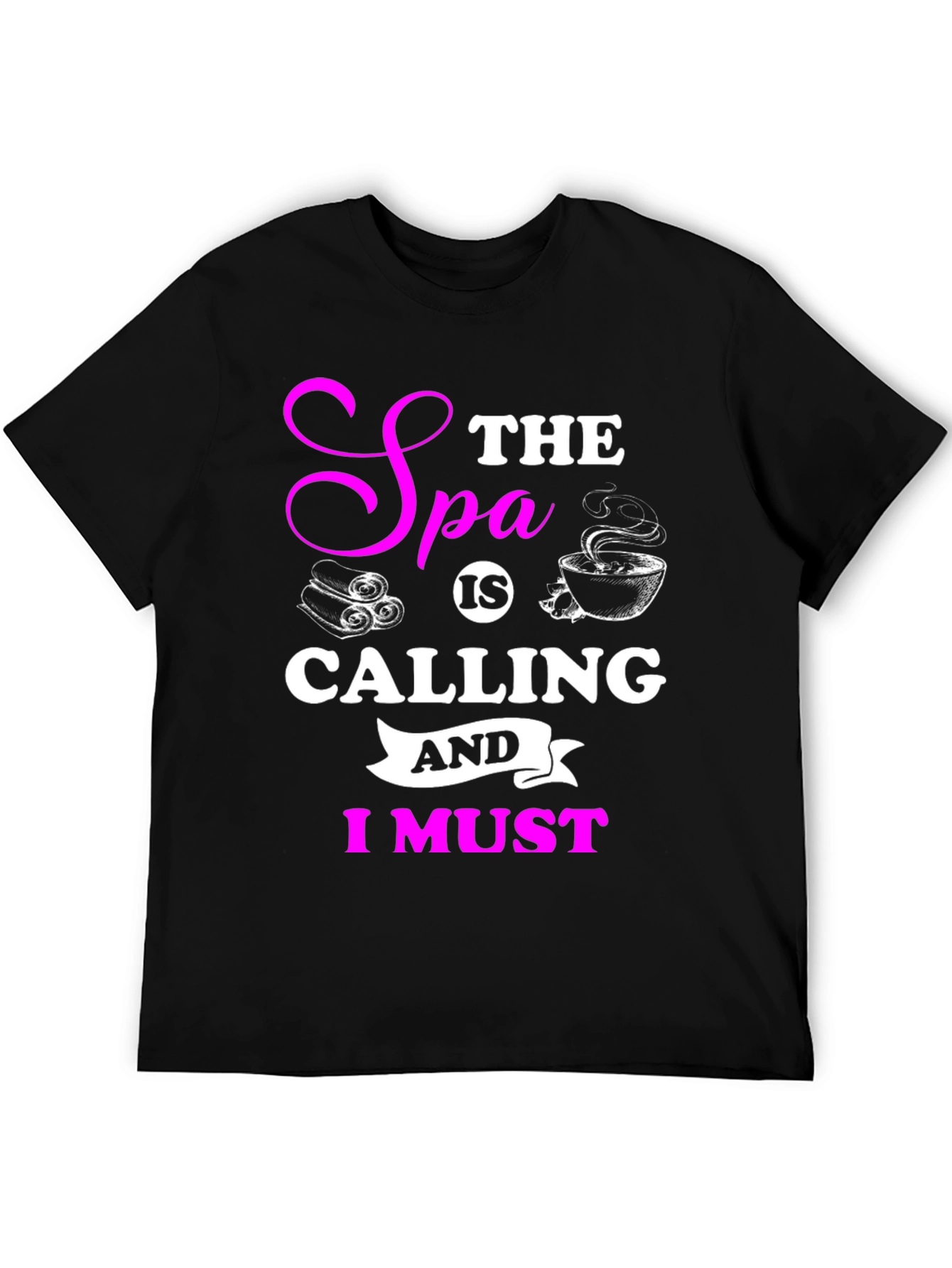 Black Spa Calling Black T-Shirt - Relax & Unwind! view 5