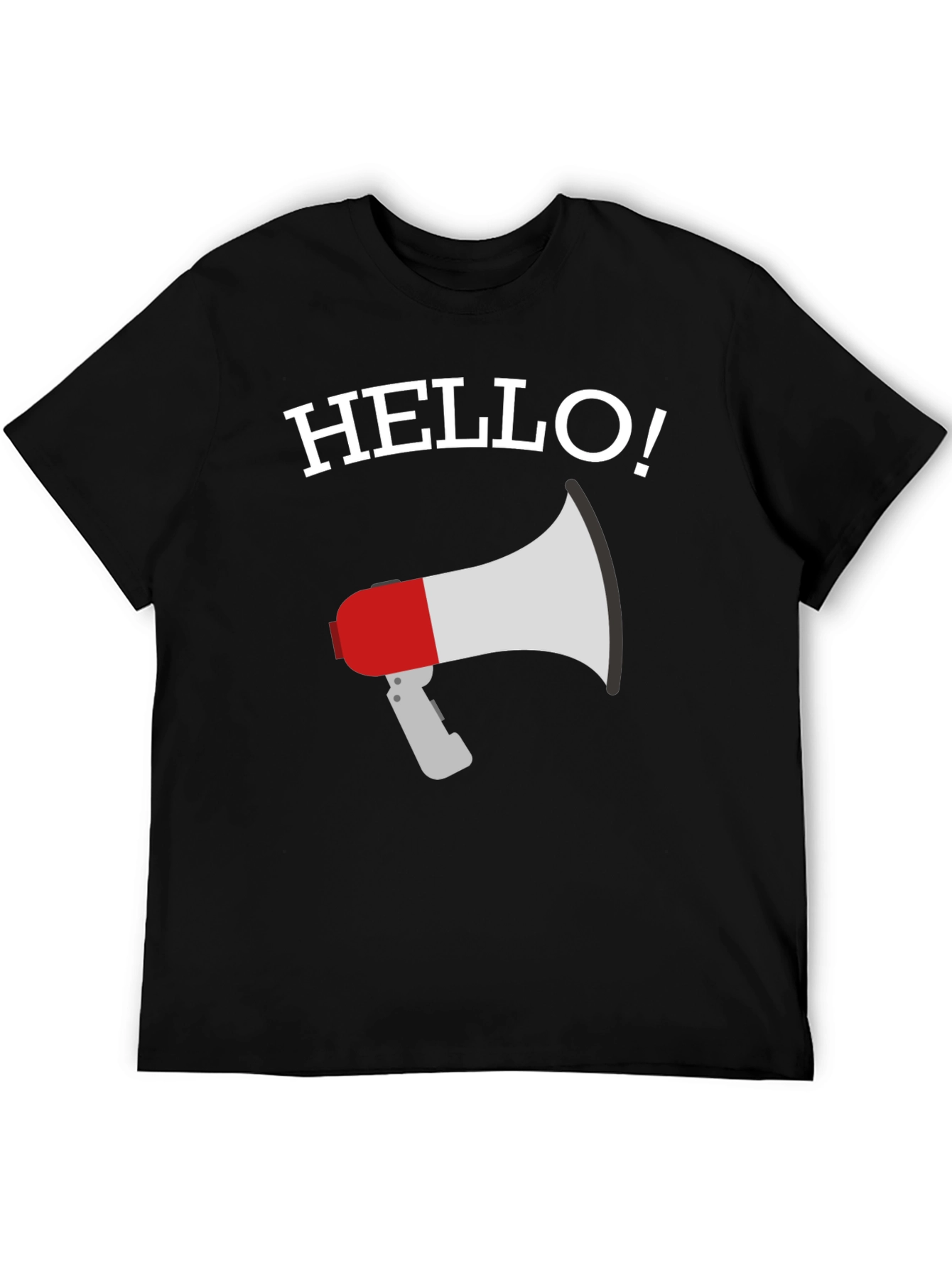 Black Hello Megaphone Graphic Tee - Mens Black T-Shirt view 5