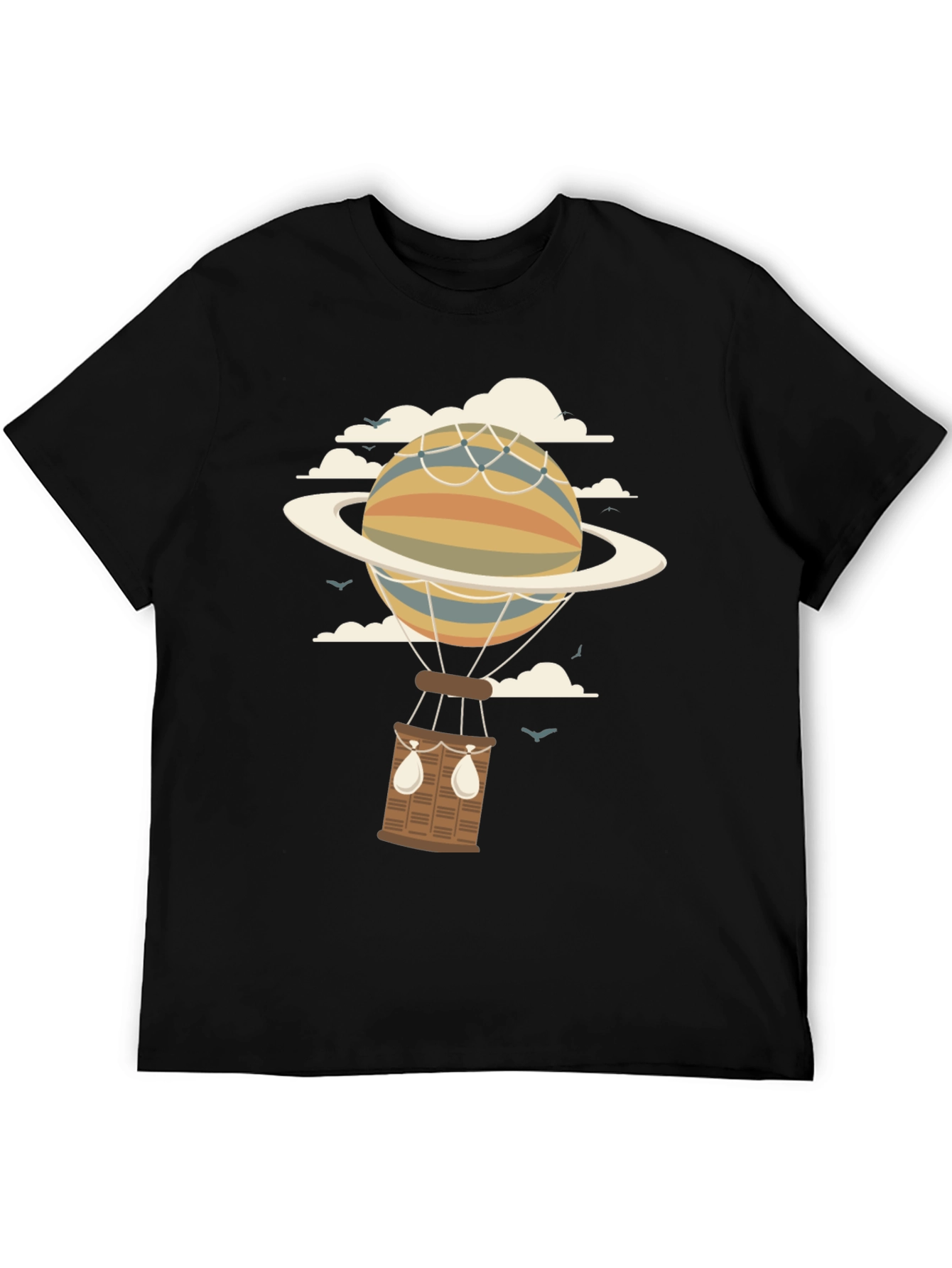 Black Saturn Air Balloon Graphic Tee view 5