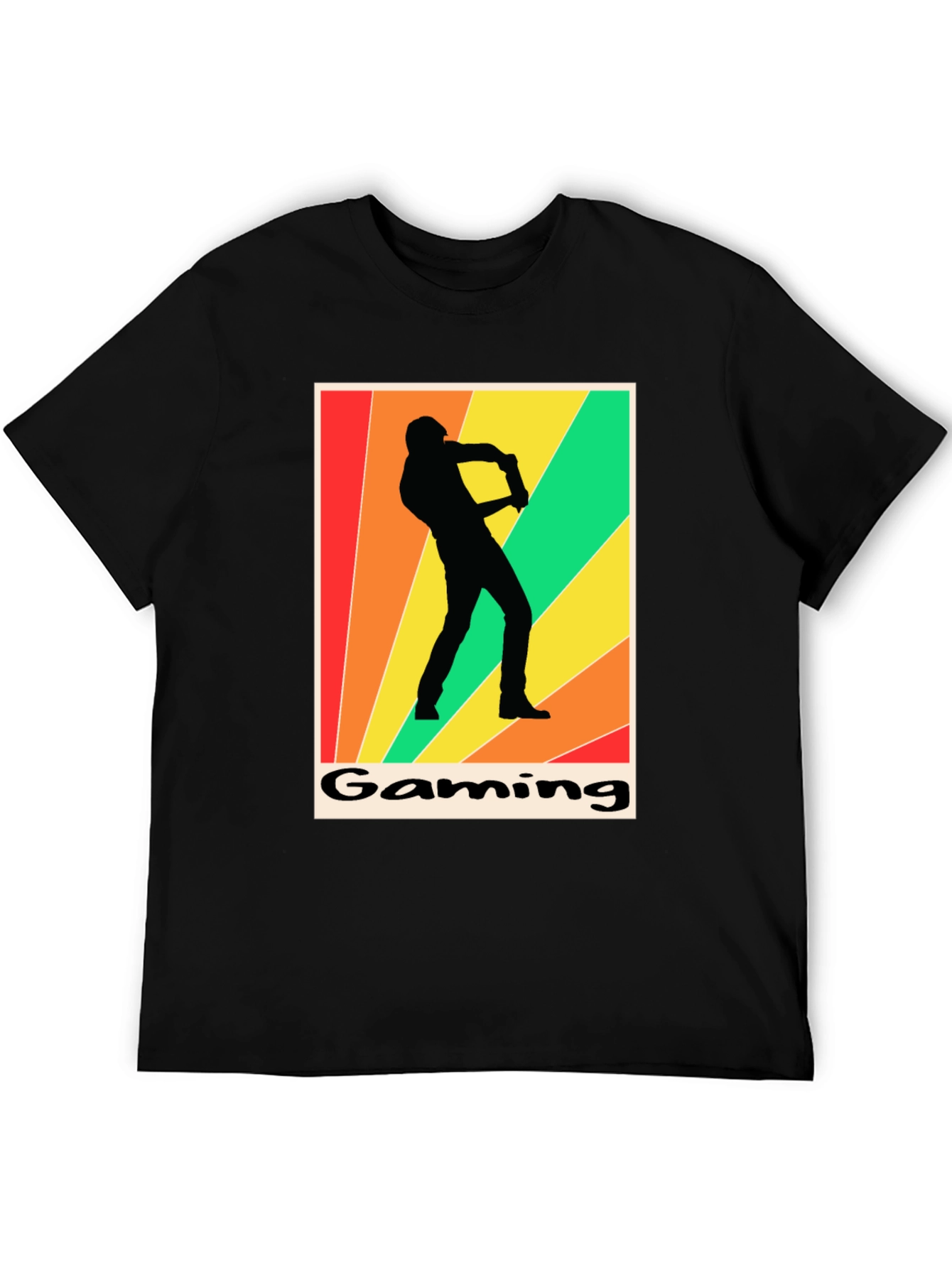 Black Gaming T-Shirt Retro Gamer Silhouette Graphic Tee view 5