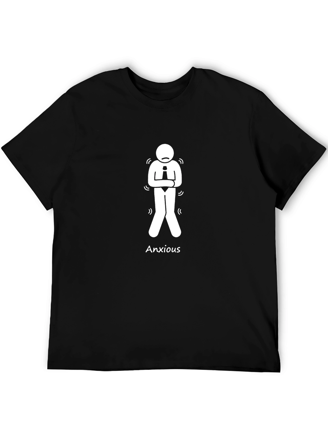 Black Anxious Man Graphic Tee - Black Cotton T-Shirt view 5