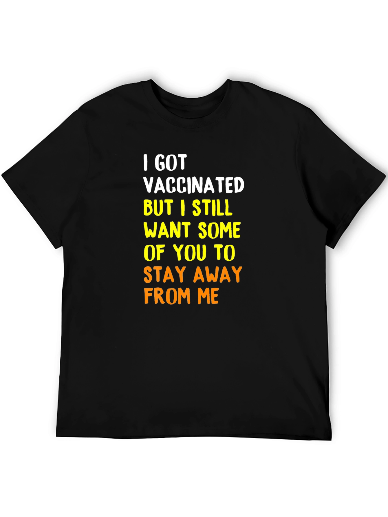 Black Vaccinated Humor Tee - Stay Away Shirt view 5