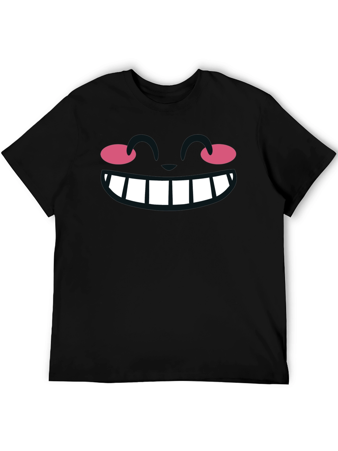 Black Cartoon Smile Graphic Black T-Shirt view 5