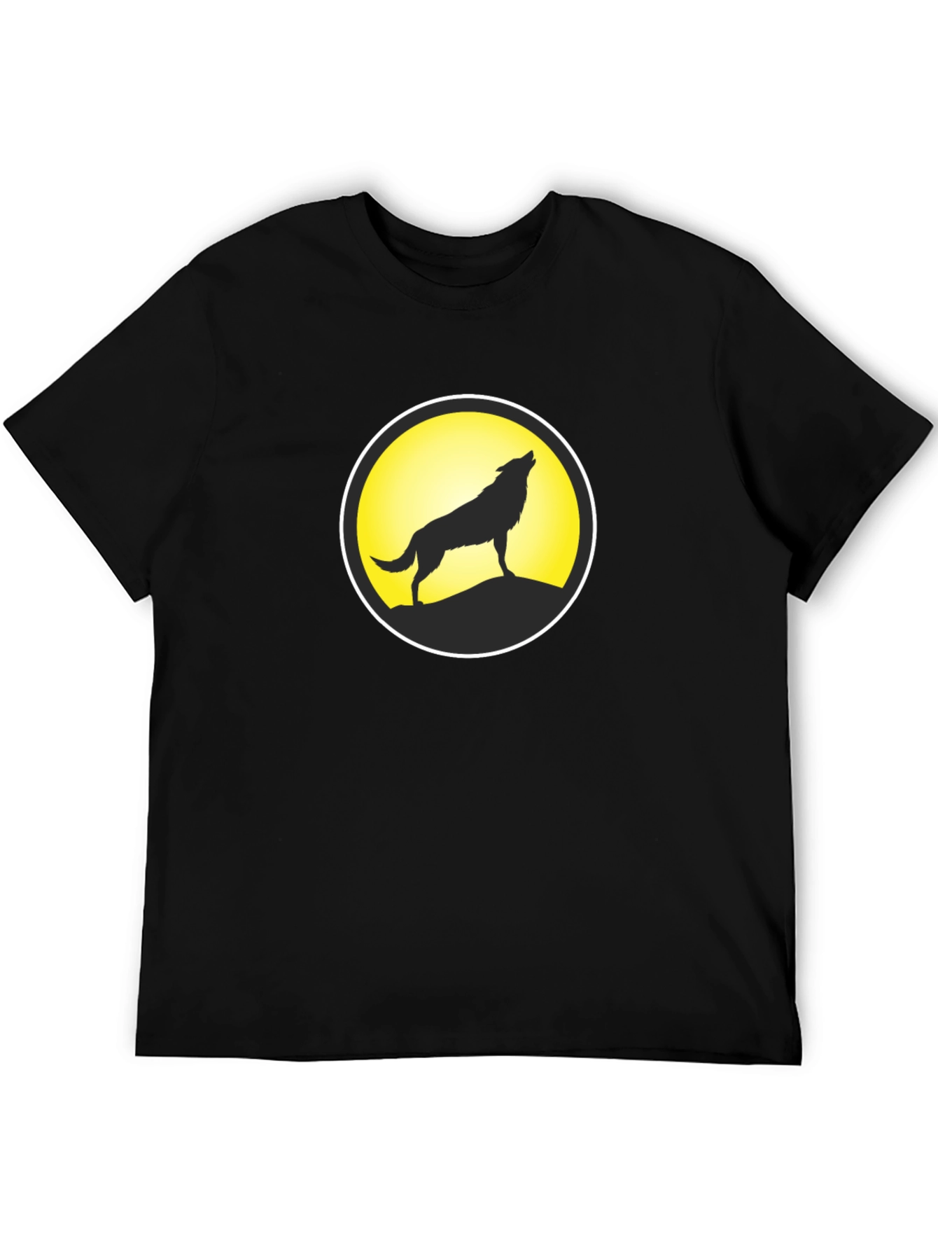 Black Wolf Howling at Moon Black T-Shirt view 5
