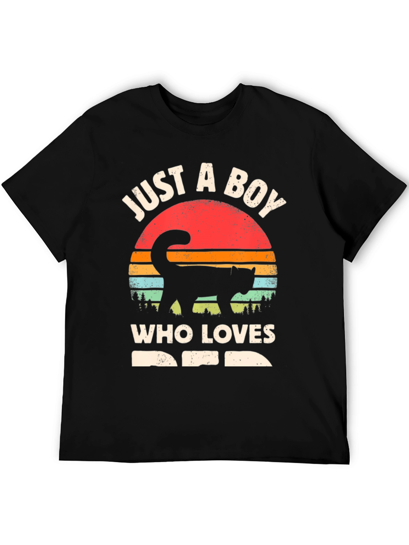 Black Just a Boy Who Loves Cats T-Shirt view 5