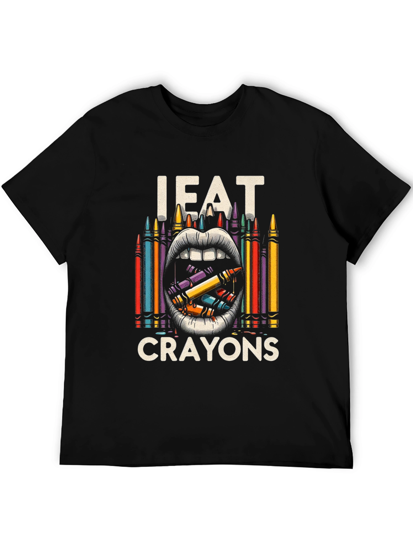Black I Eat Crayons Graphic Tee - Adult Humor Shirt view 5