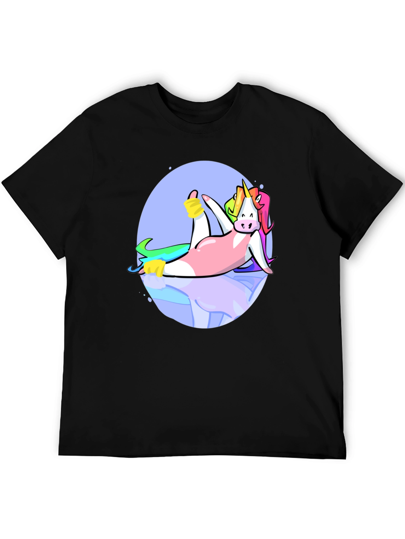 Black Unicorn Yoga Tee - Black Cotton Graphic T-Shirt view 5