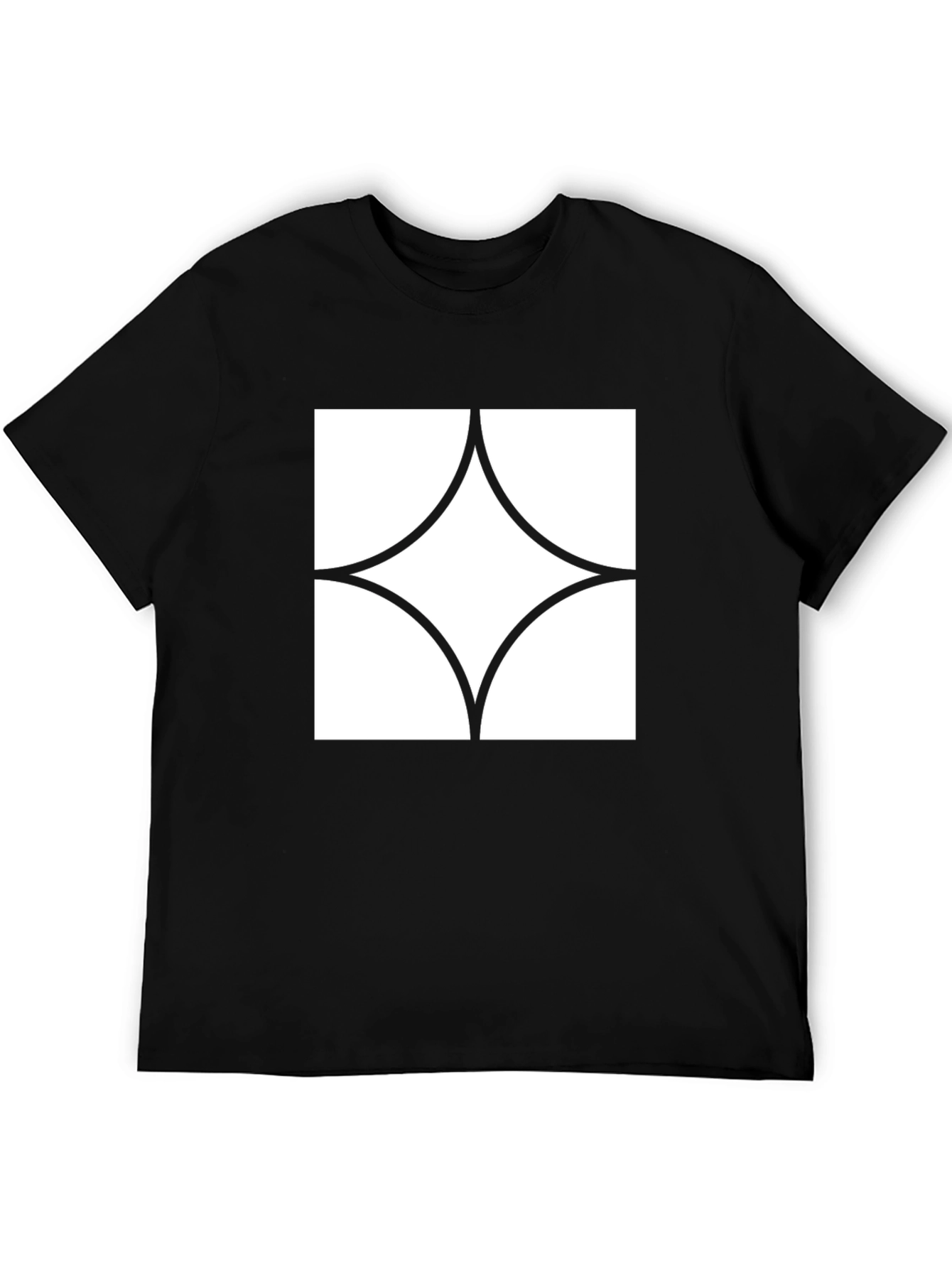 Black Modern Graphic Tee - Black with White Diamond Design view 5