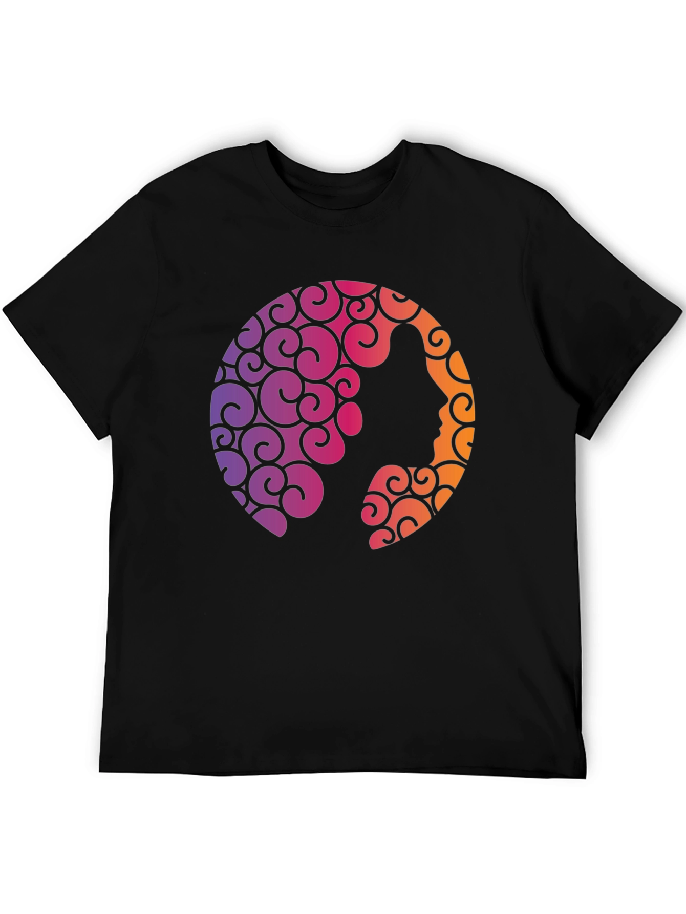 Black Silhouette Swirl Graphic Tee - Soft Black T-Shirt view 5