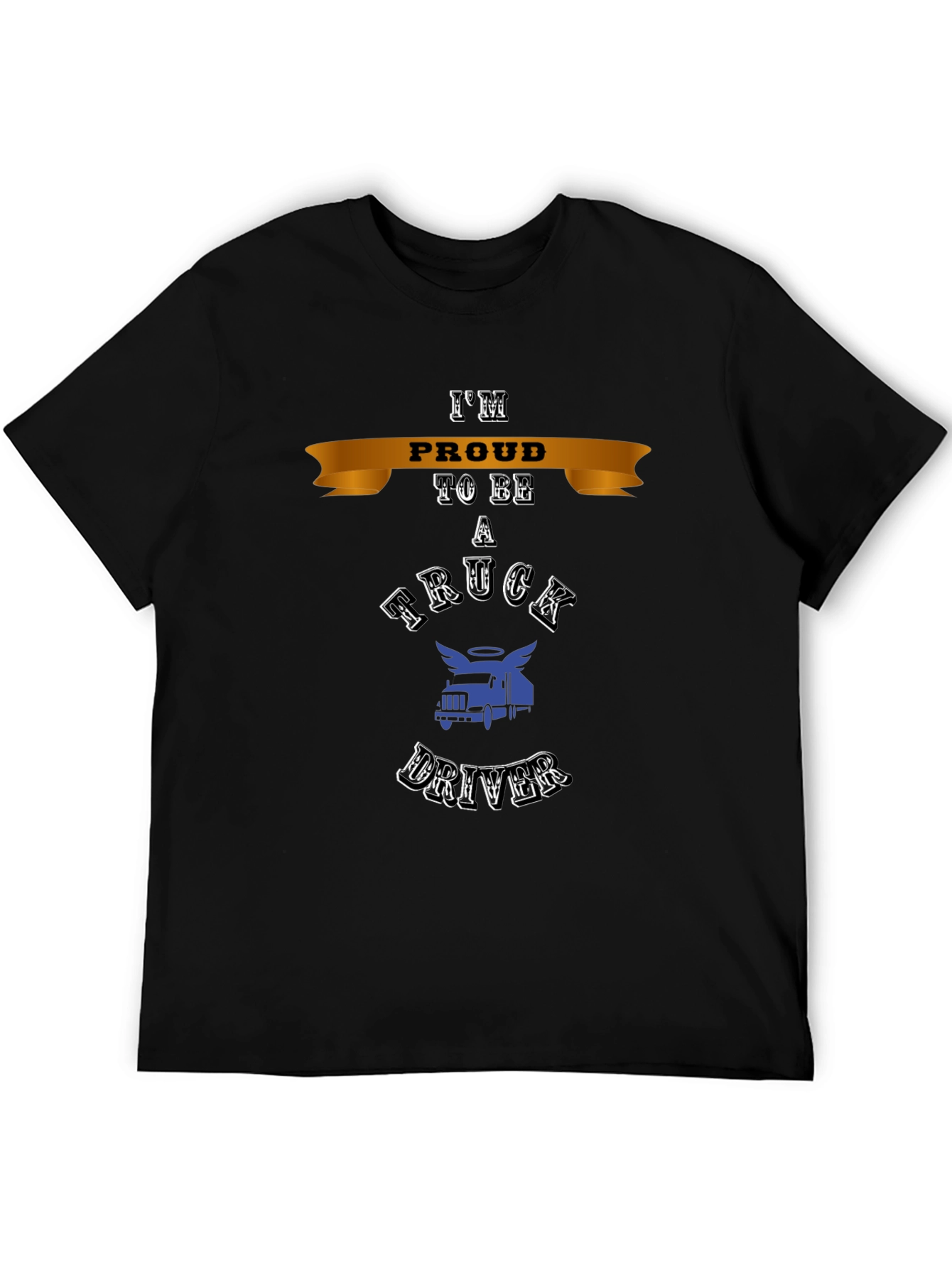 Black Proud Truck Driver T-Shirt - Classic Design view 5