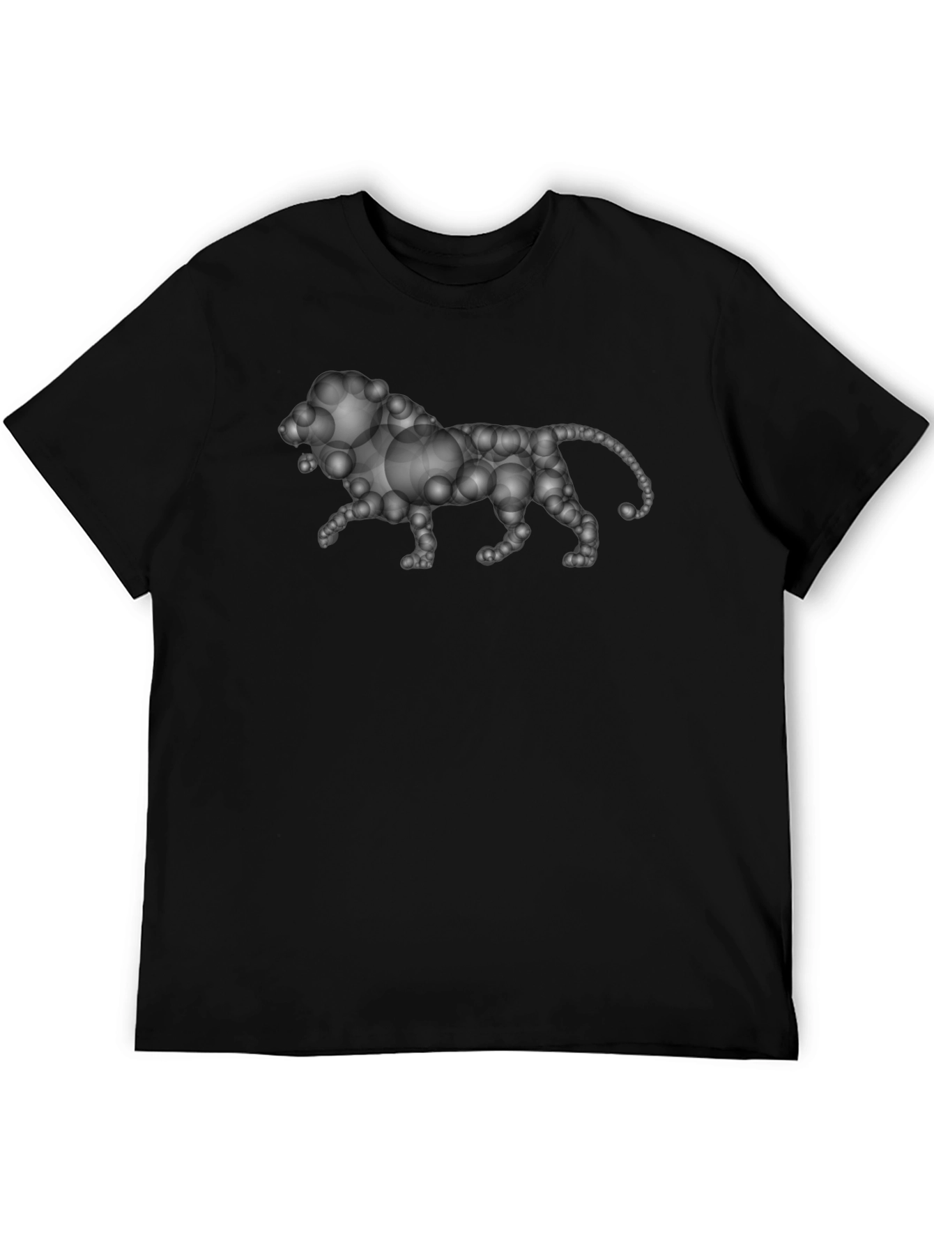 Black Bubble Lion Graphic Tee - Black Cotton Shirt view 5