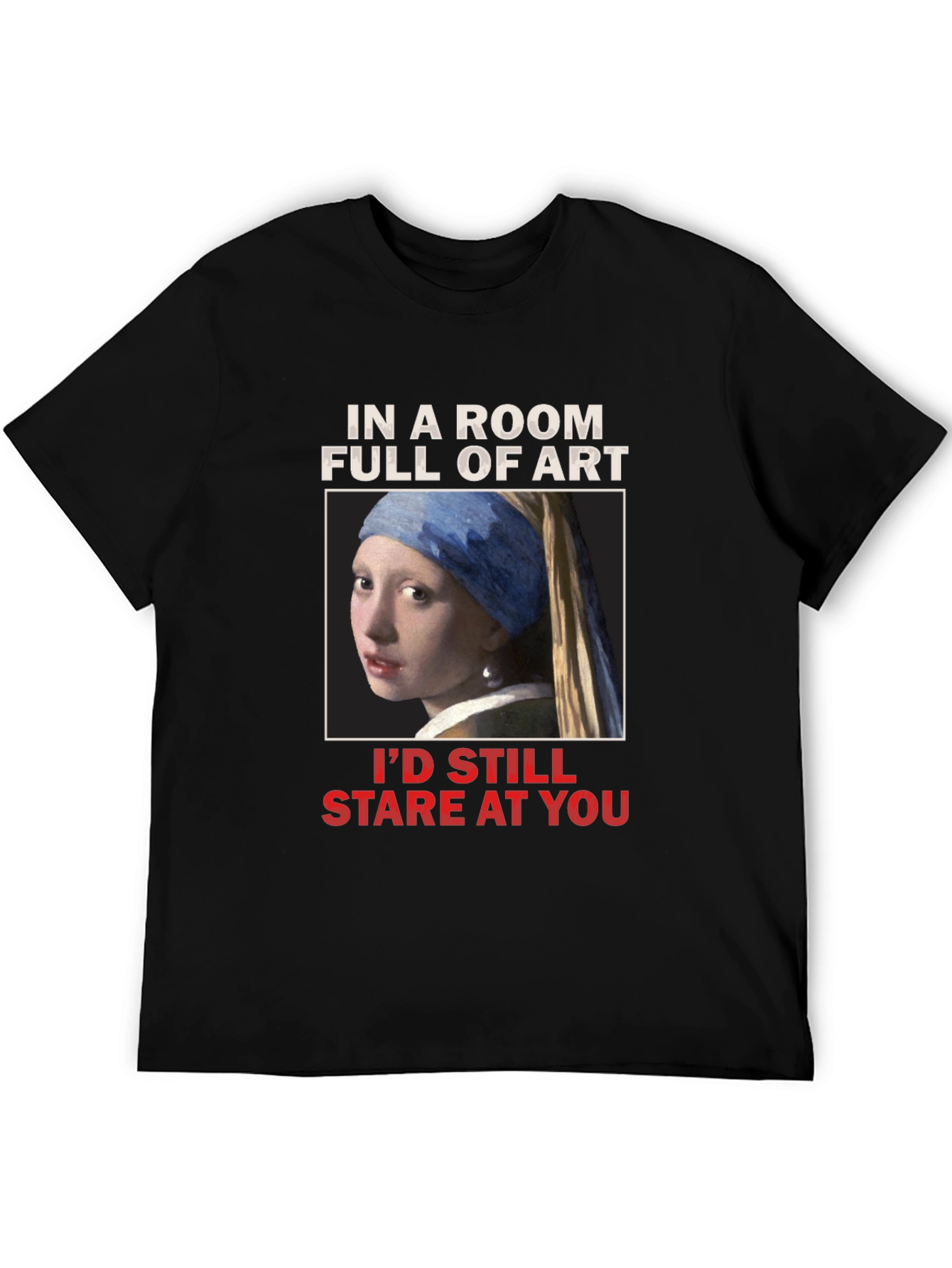 Black Art Lover's T-Shirt: Girl with a Pearl Earring view 5