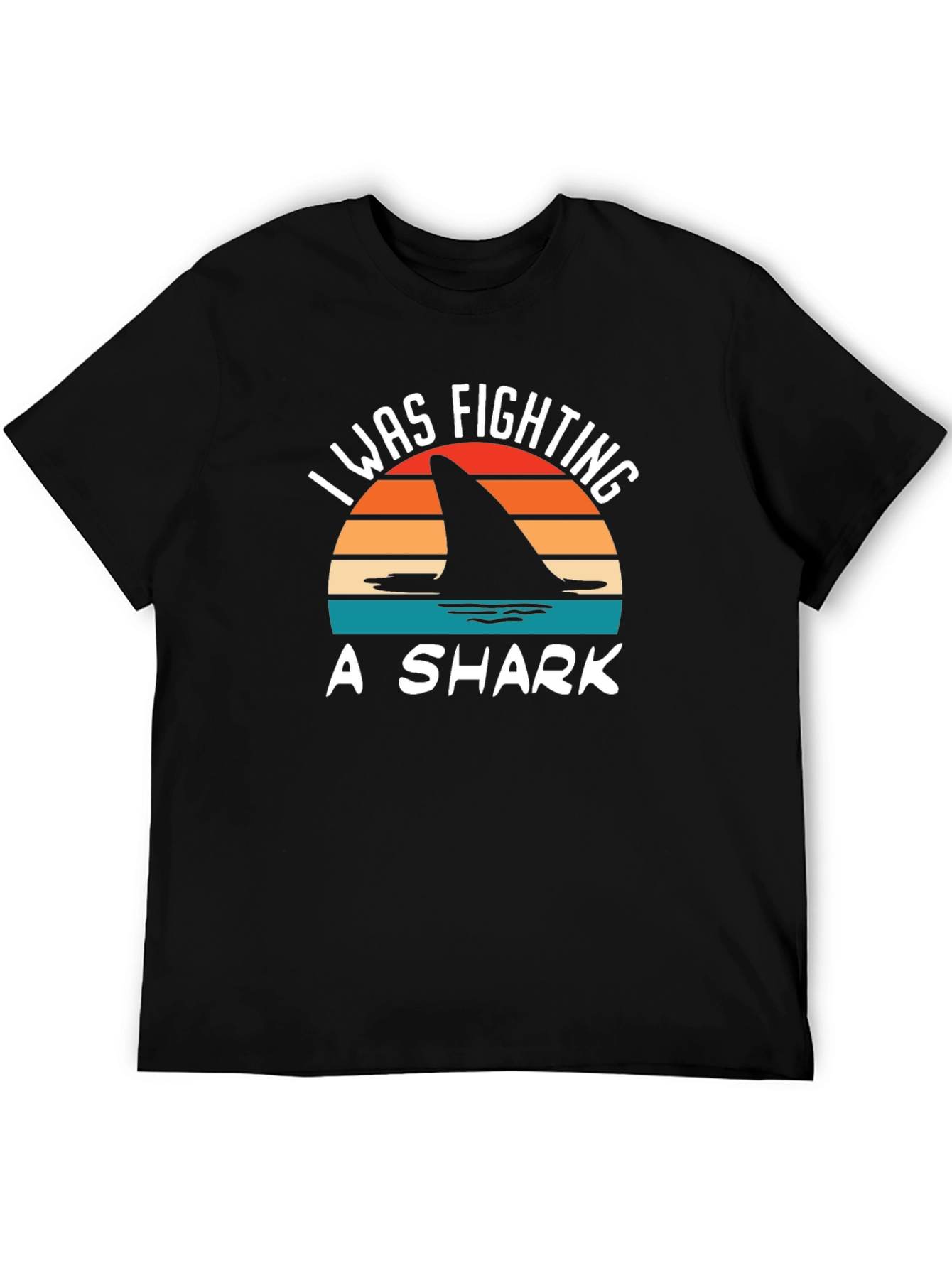 Black I Was Fighting A Shark T-Shirt - Novelty Tee view 5