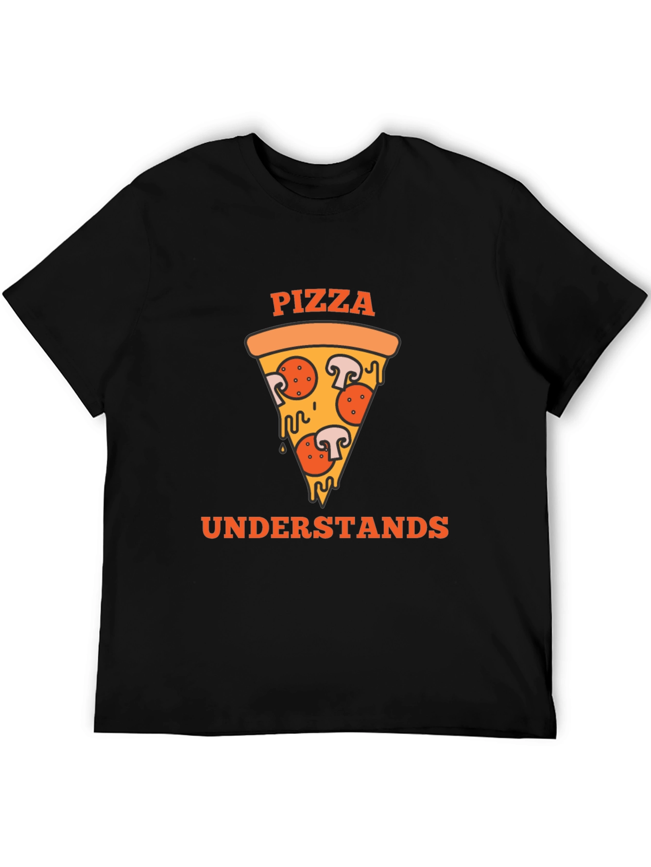 Black Pizza Understands Graphic Tee - Black Cotton Shirt view 5