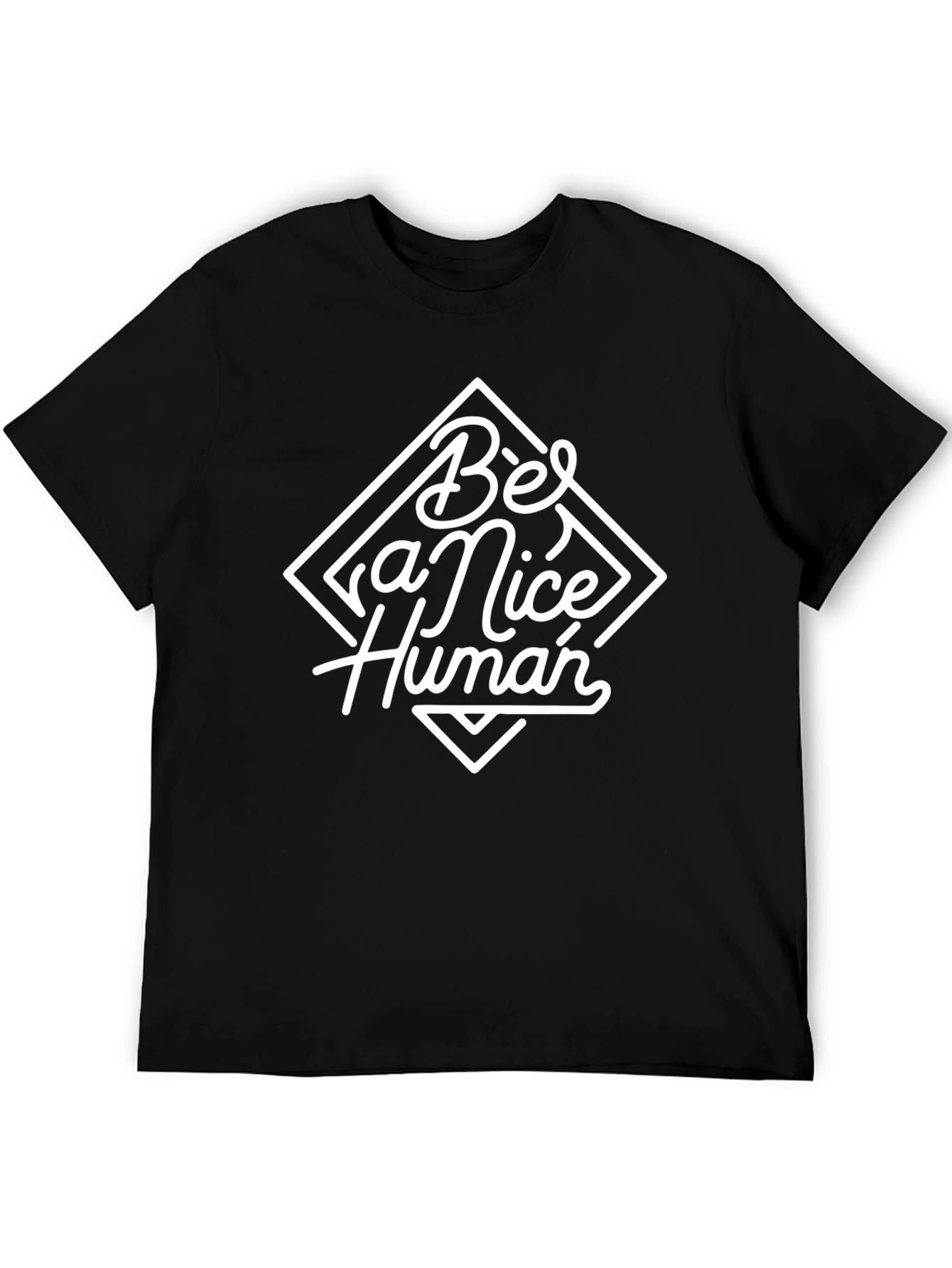 Black Be a Nice Human Graphic Tee - Black Cotton Blend view 5