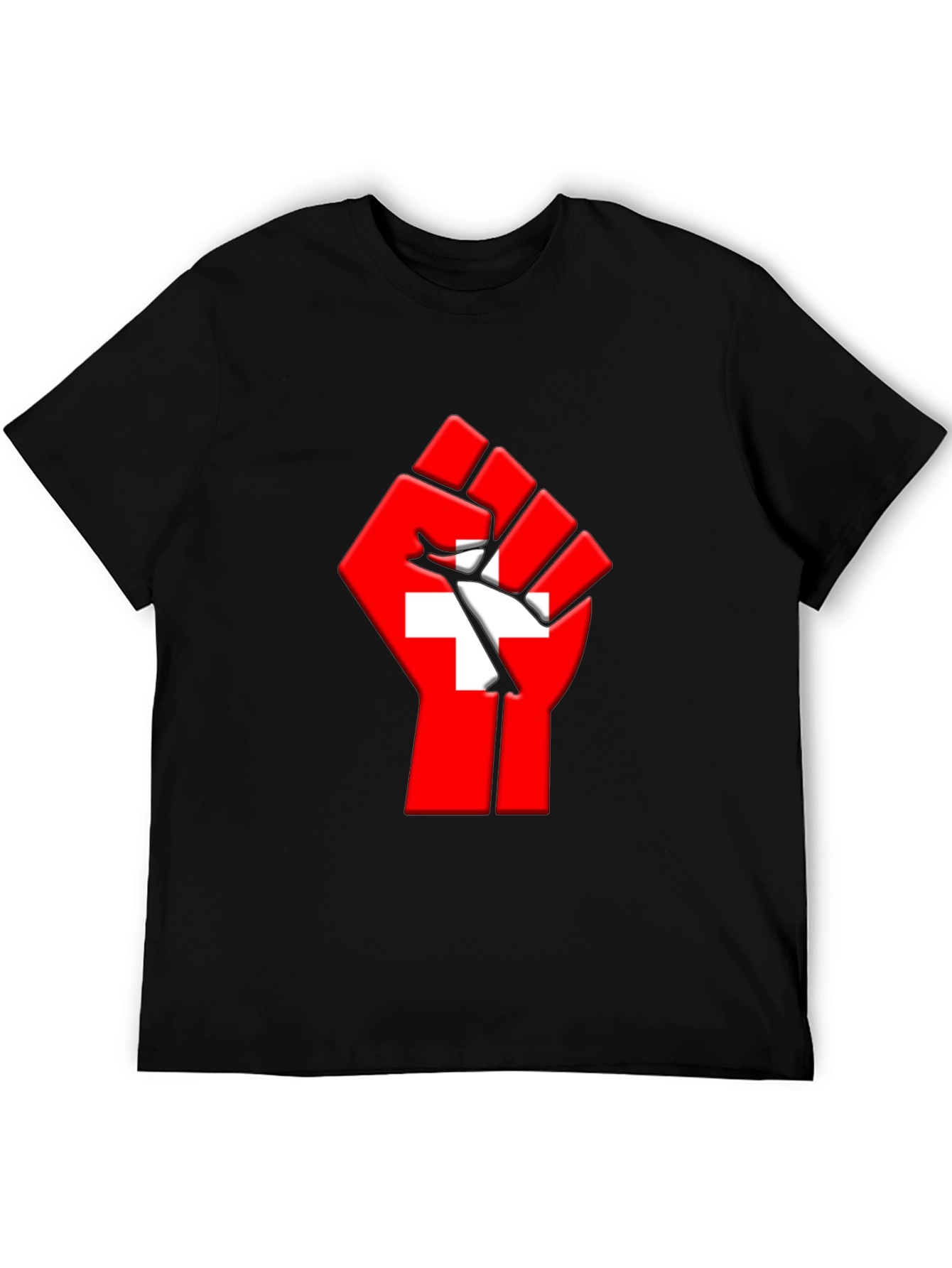Black Switzerland Flag Fist Graphic T-Shirt view 5