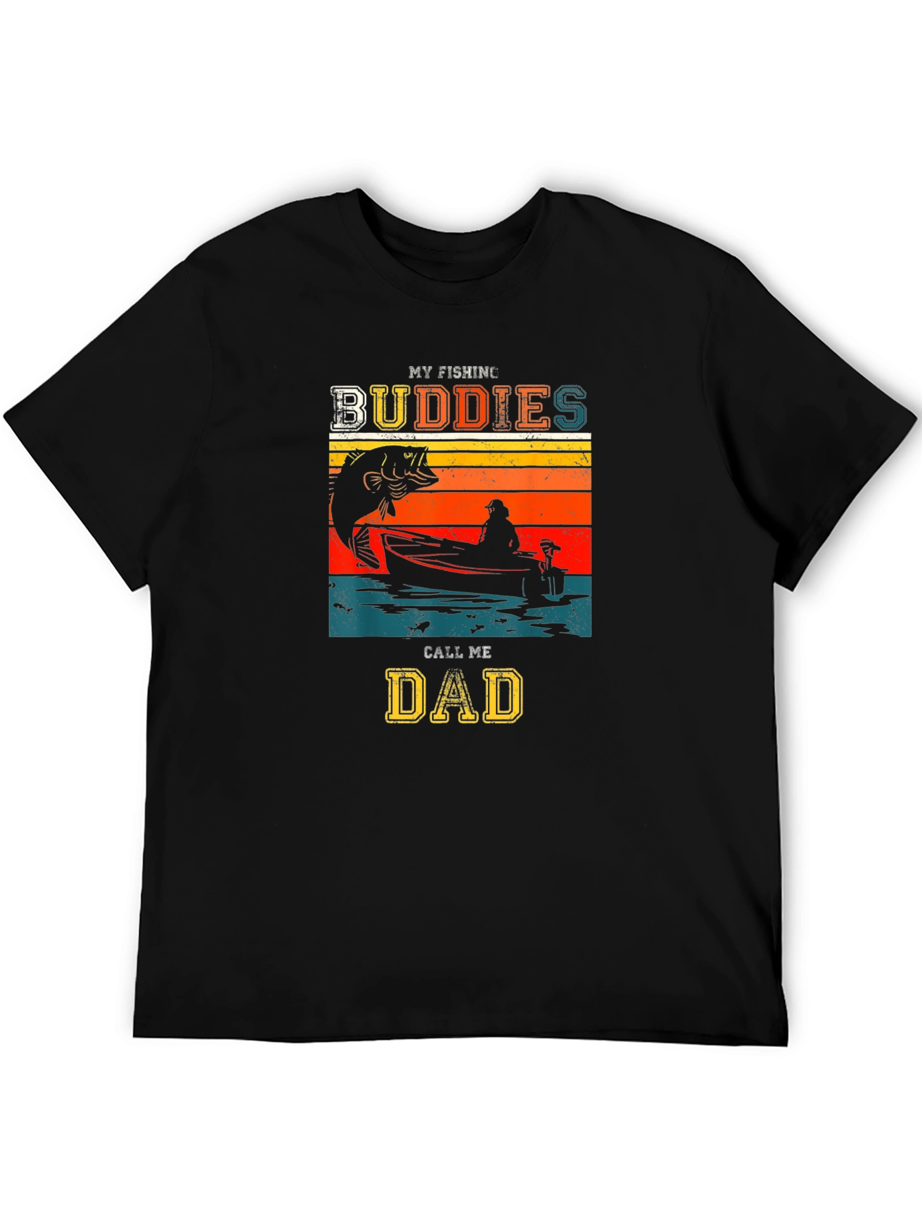 Black My Fishing Buddies Call Me Dad Black T-Shirt view 5