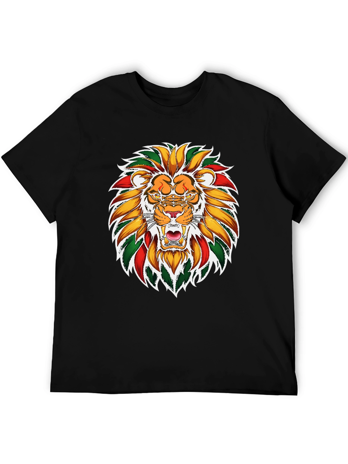 Black Lion Rastafarian Rasta Colors Graphic T-Shirt view 5