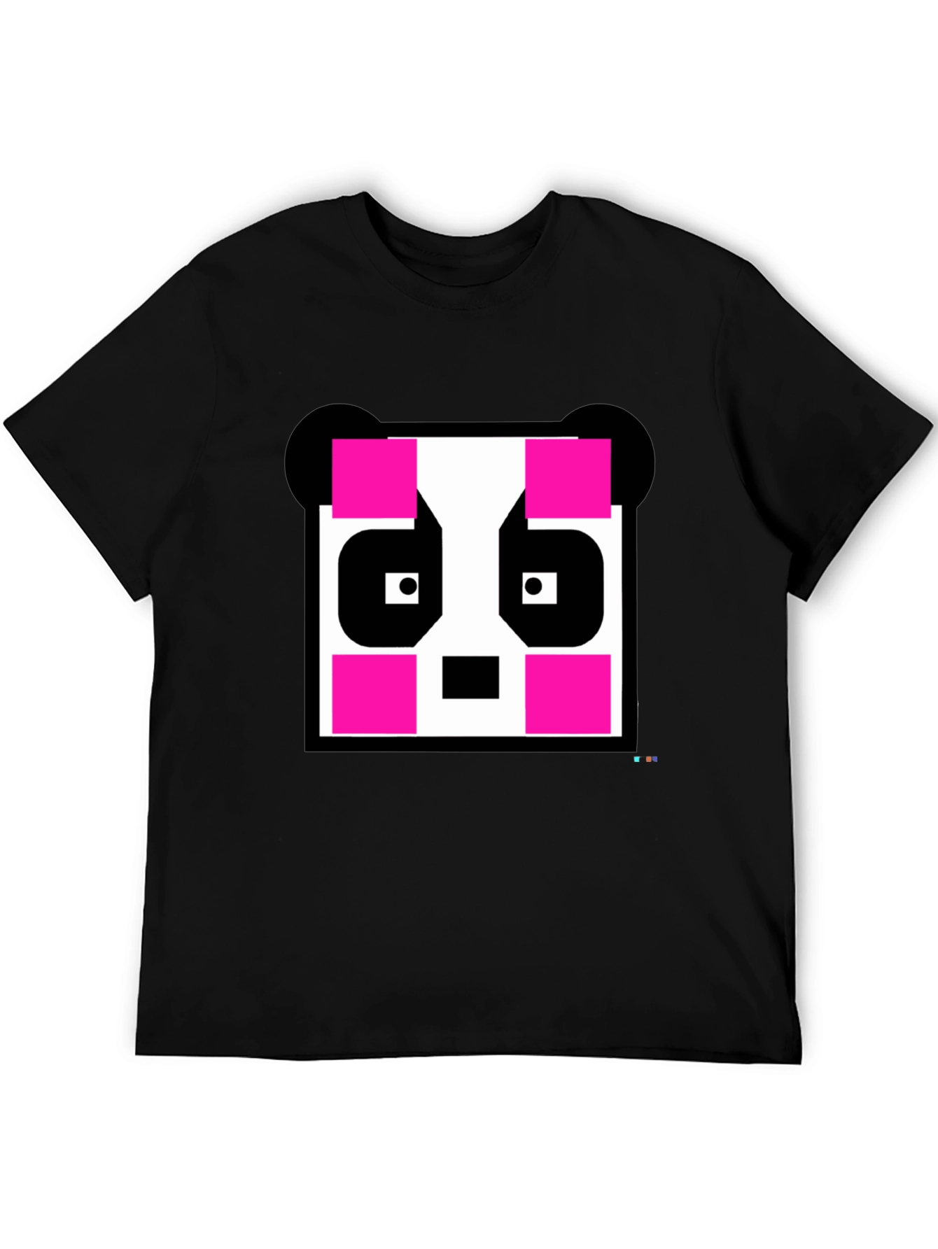 Black Pixel Panda Graphic Tee - Black Crew Neck view 5