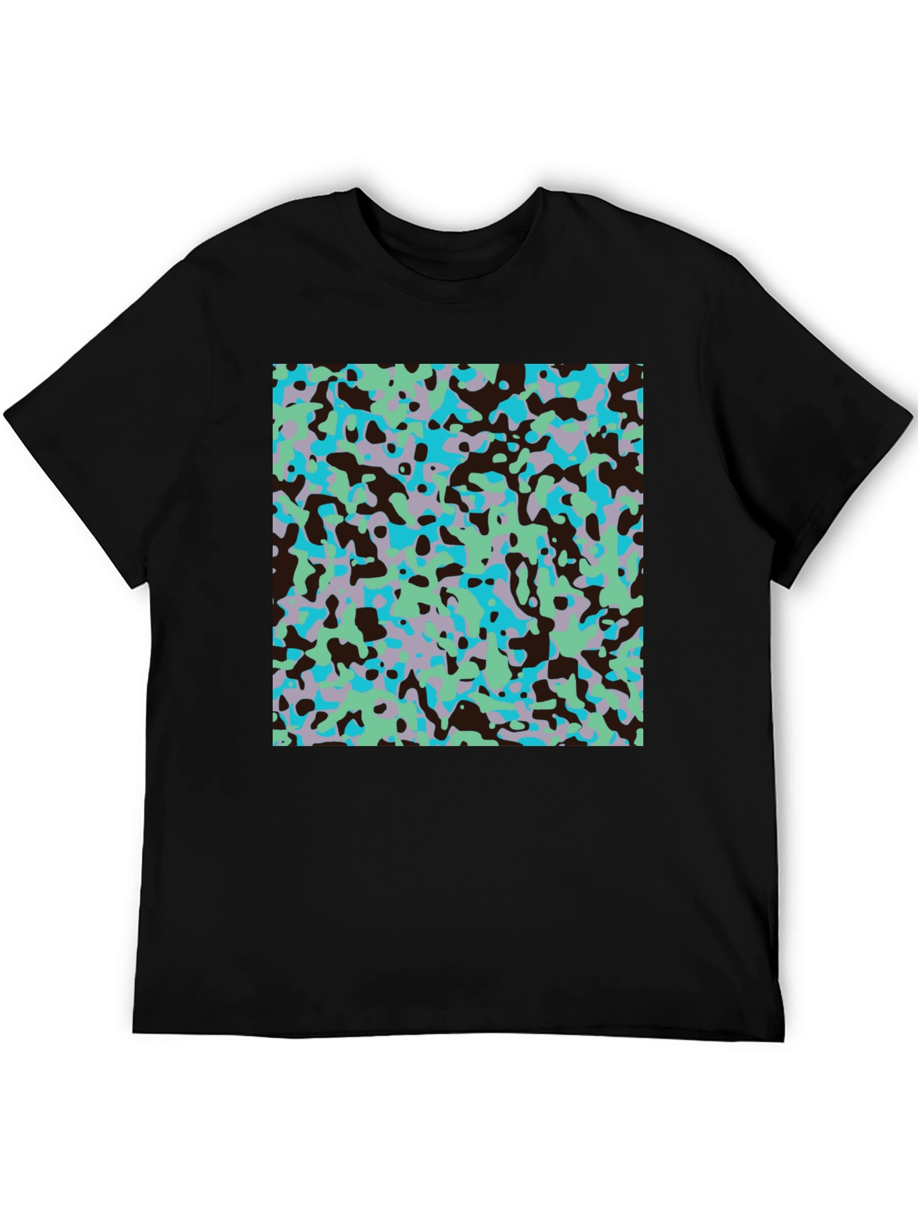 Black Abstract Camo Print Black T-Shirt view 5