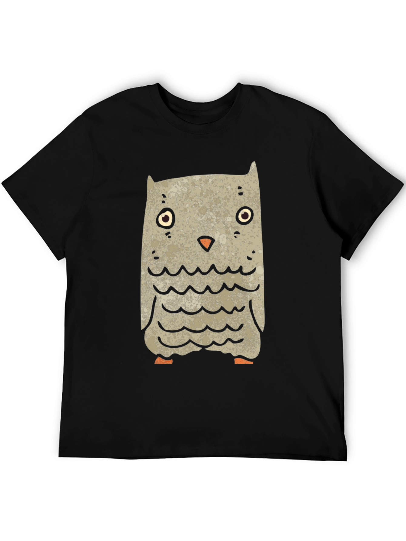 Black Cartoon Owl Graphic Tee - Black Unisex T-Shirt view 5