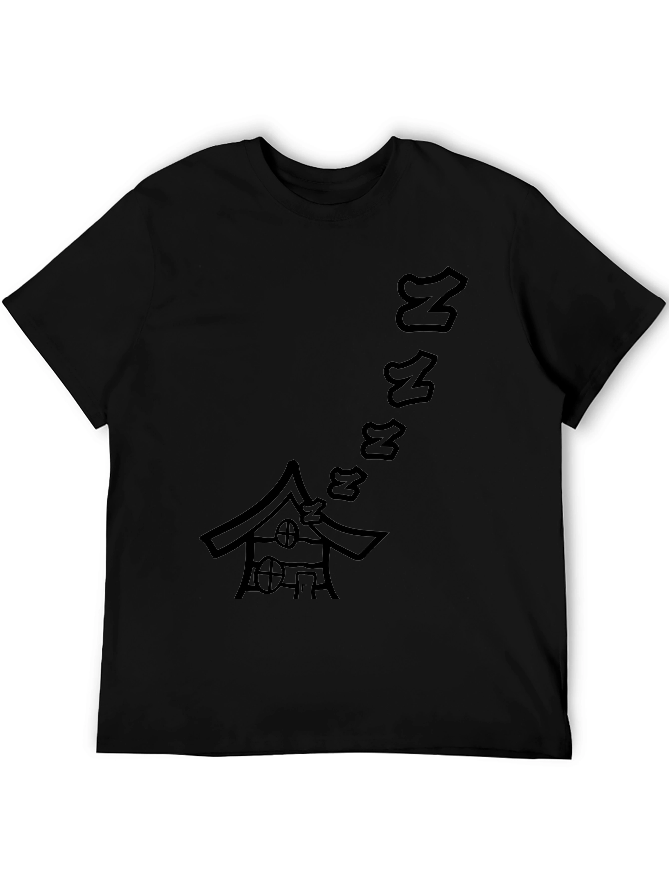 Black Dreamy Home Black Tee - Sleepy House Graphic T-Shirt view 5