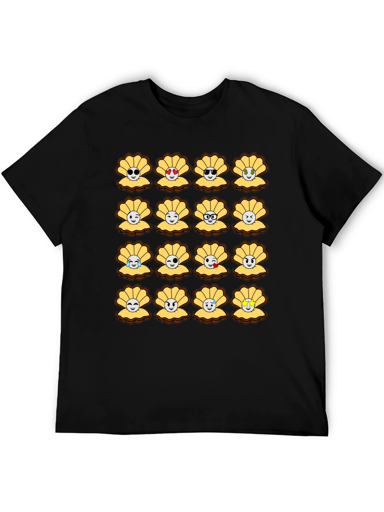 Black Emoji Seashells T-Shirt view 5