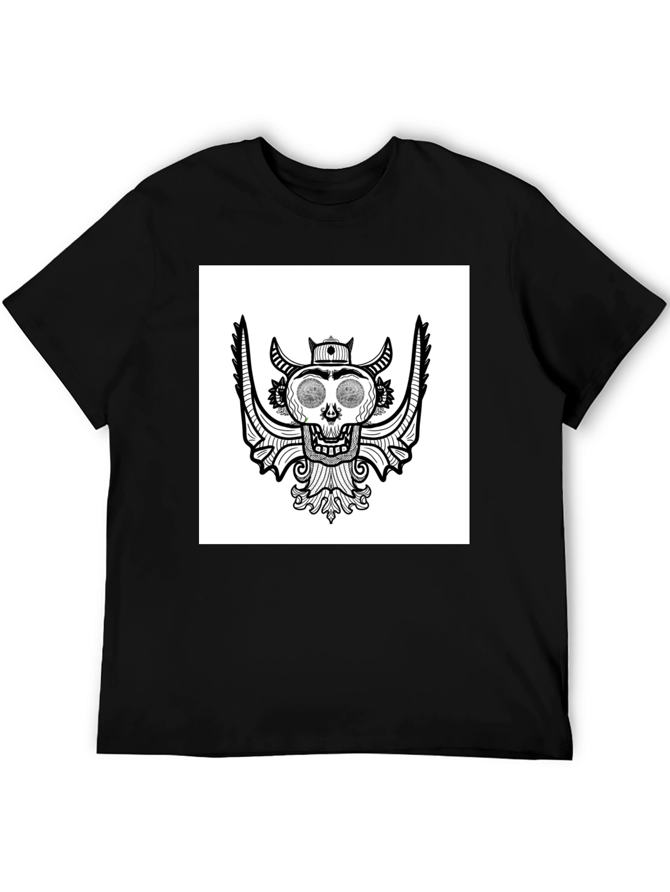 Black Skull Graphic Tee - Black Cotton T-Shirt view 5