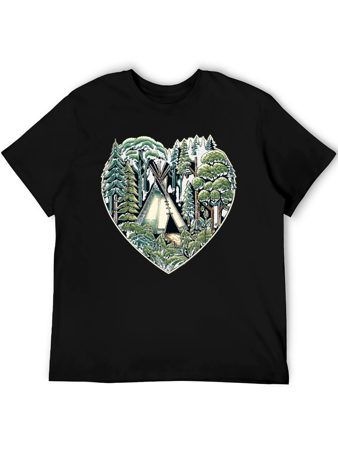 Nature Heart Tee: Tipi Forest Graphic Print T-Shirt - 5