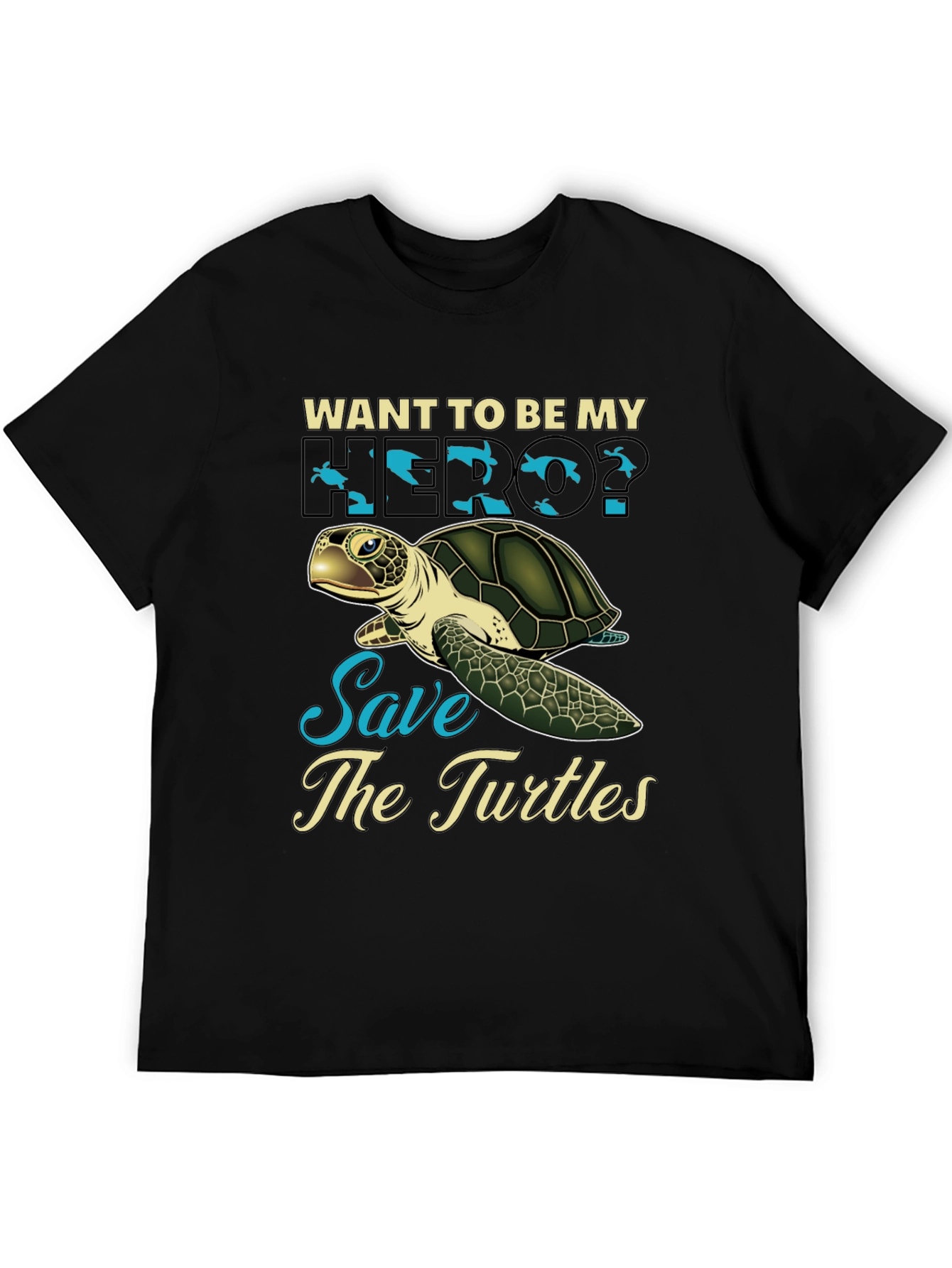 Black Save the Turtles Graphic Tee view 5