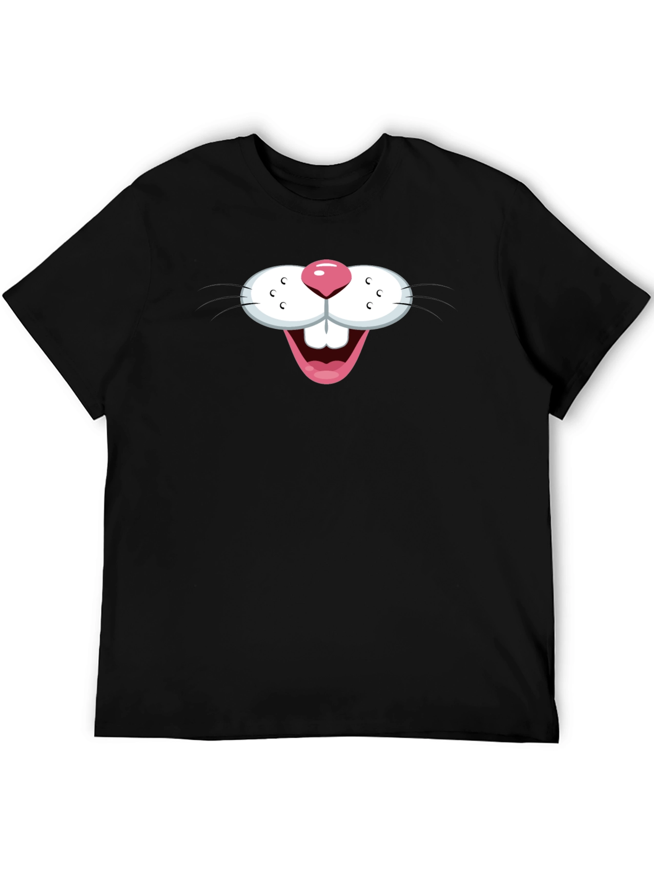 Black Funny Bunny Face Graphic T-Shirt - Black view 5