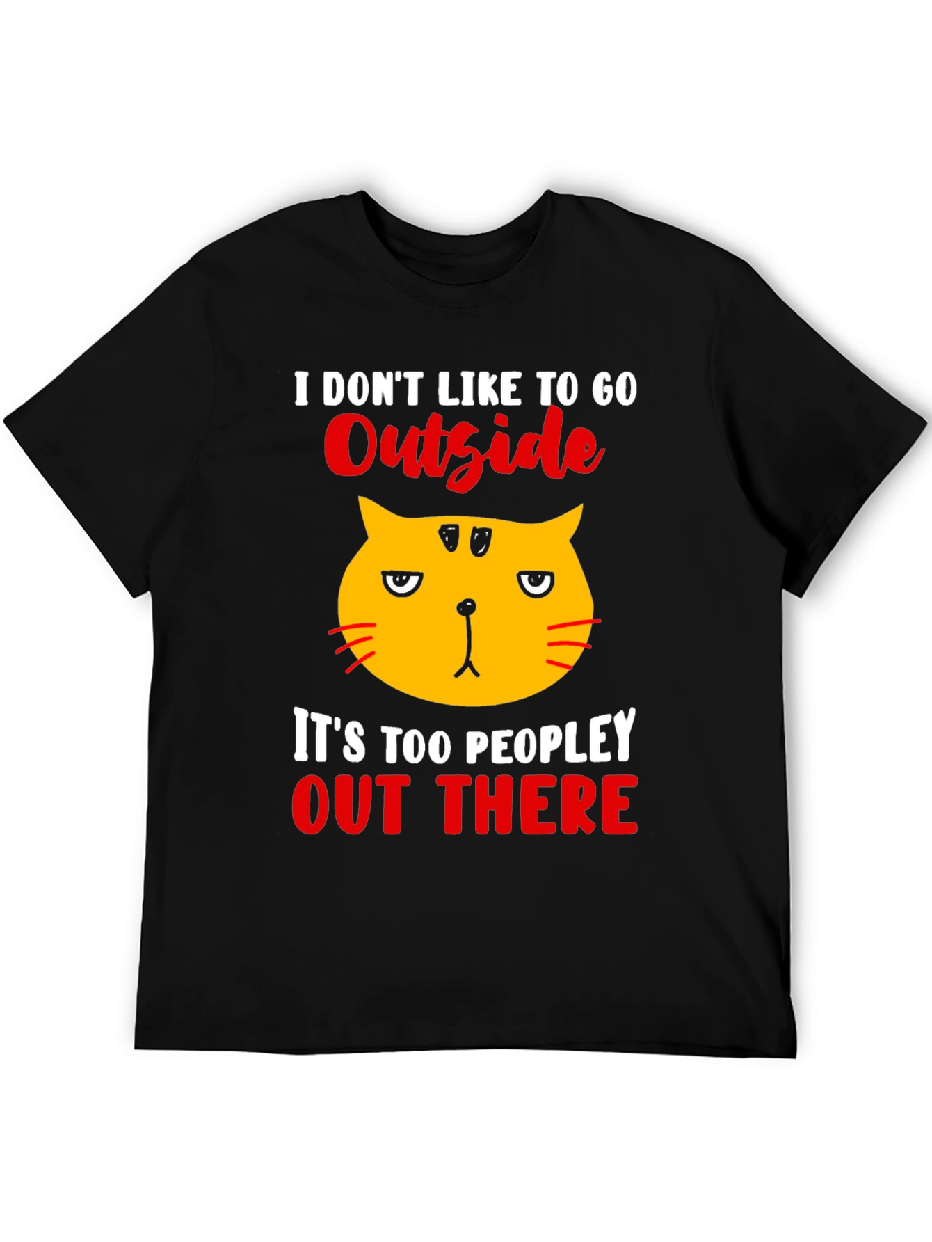 Black Introvert Cat T-Shirt view 5