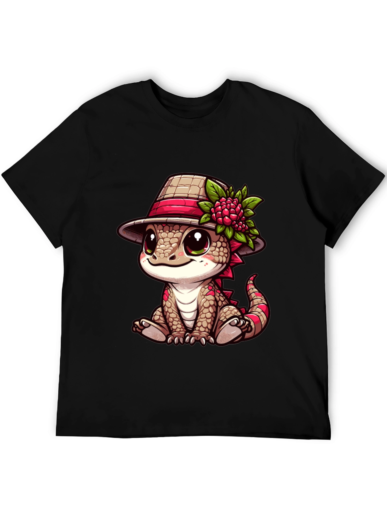 Black Cute Cartoon Lizard T-Shirt view 5