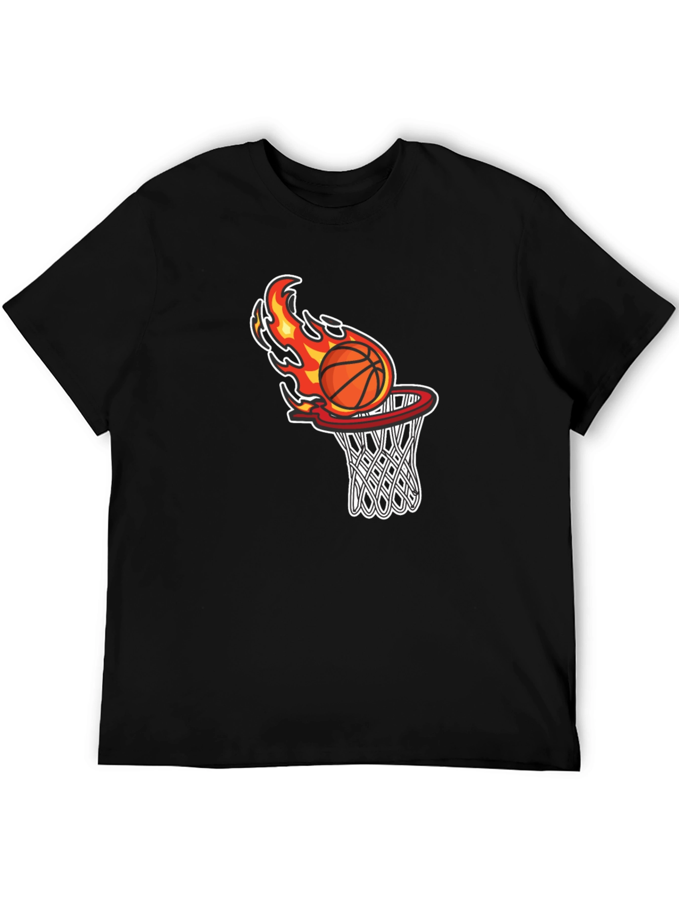 Black Flaming Basketball Graphic T-Shirt view 5