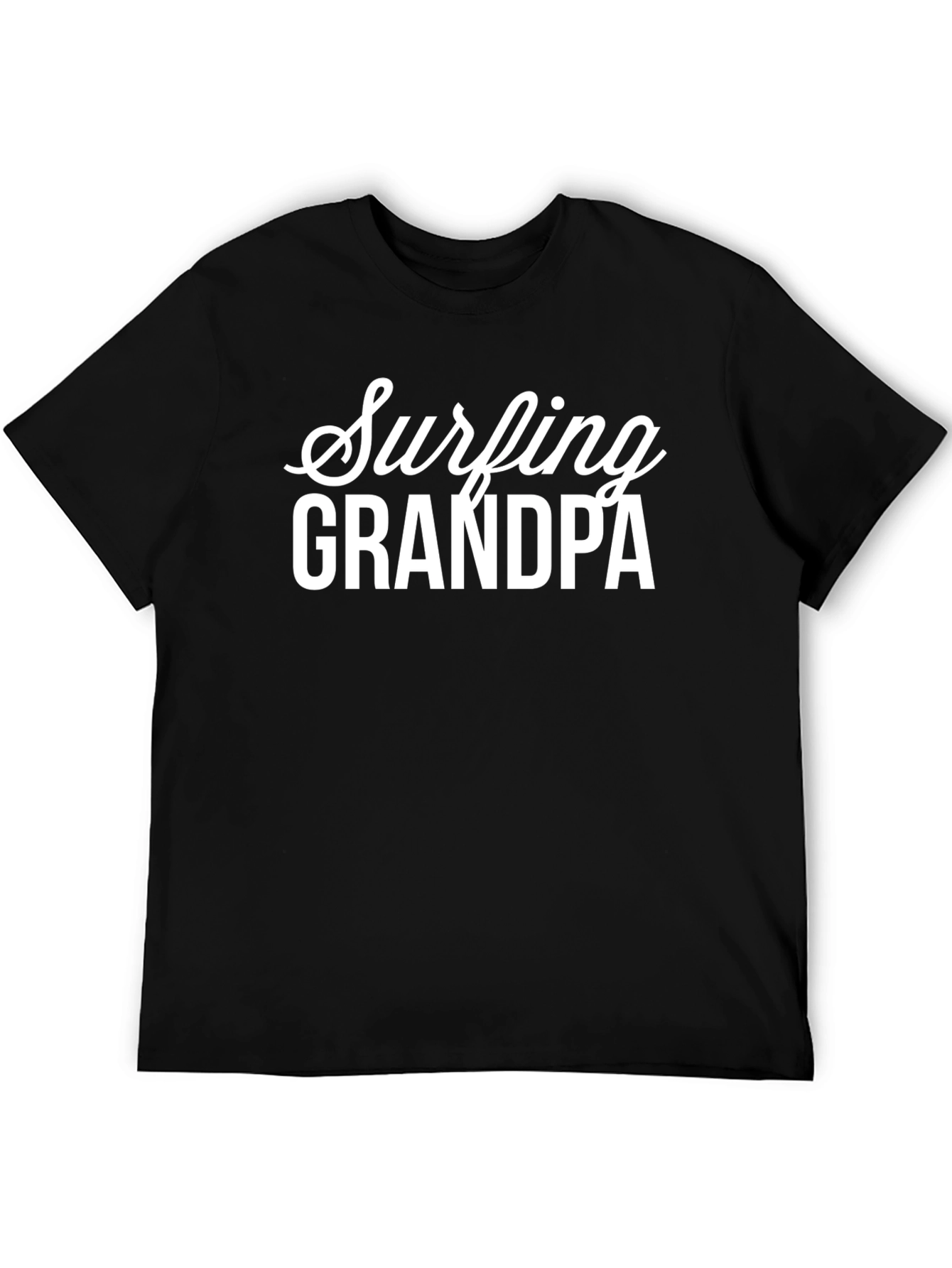 Black Surfing Grandpa Black Graphic T-Shirt view 5