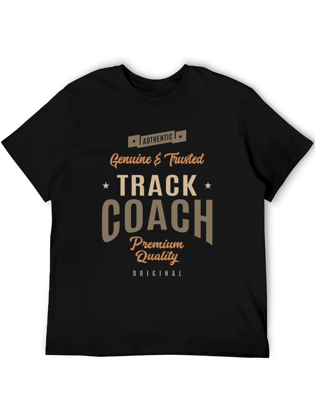 Black Authentic Track Coach Premium Quality T-Shirt view 5