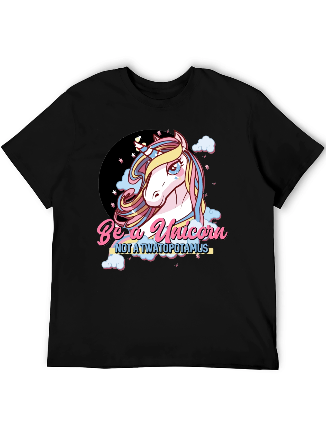 Black Be A Unicorn Graphic Tee - Men's Black T-Shirt view 5