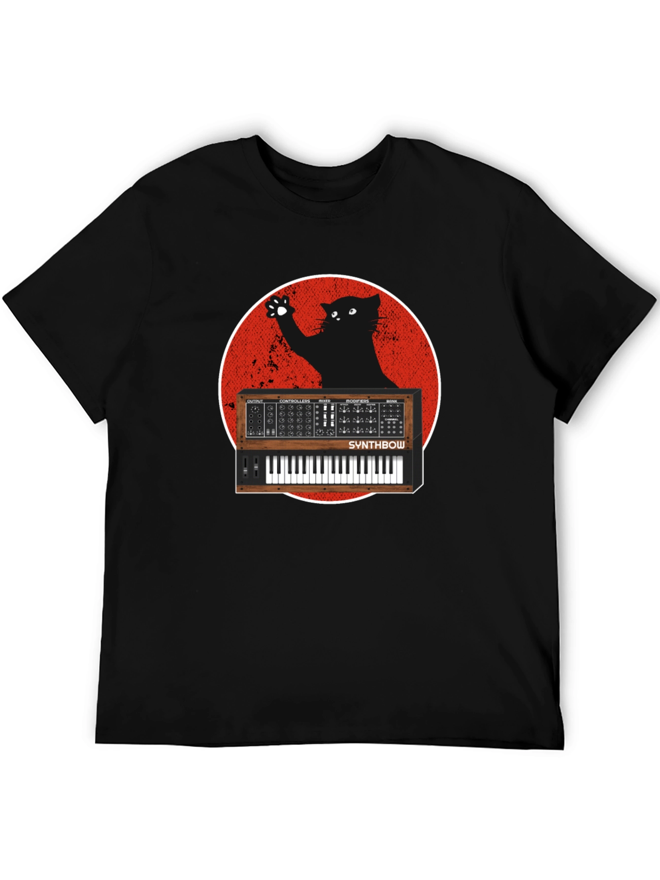 Black Synth Cat Graphic T-Shirt - Black view 5