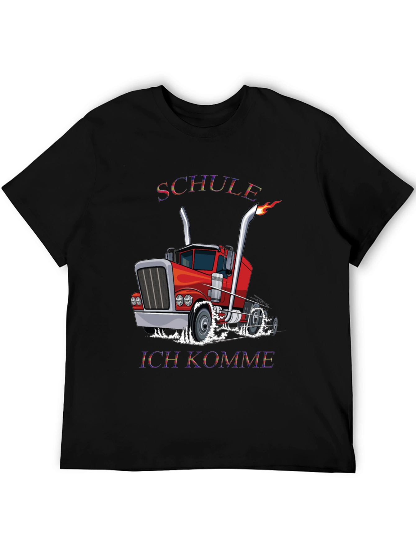 Black Truck Driver T-Shirt - Schule Ich Komme - Black view 5