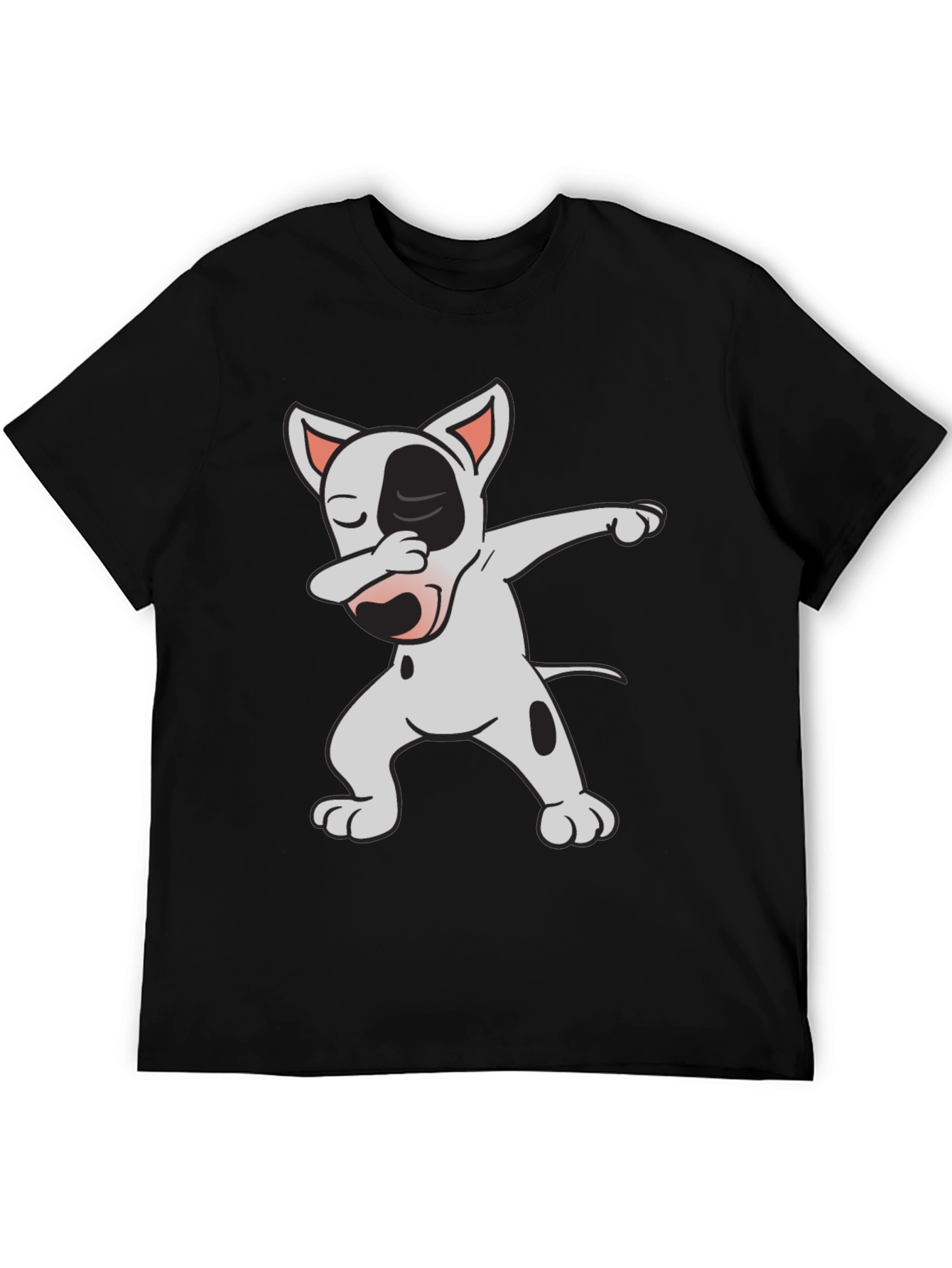 Black Dabbing Dog Graphic Tee - Cool Black Cotton T-Shirt view 5