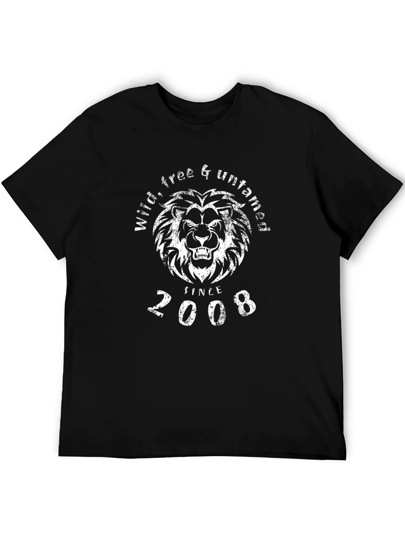 Black Wild Lion Graphic Tee - Free & Untamed Since 2008 view 5