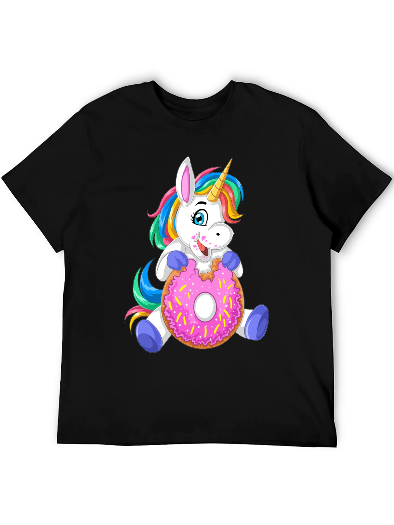 Black Unicorn Donut T-Shirt - Cute Cartoon Tee view 5