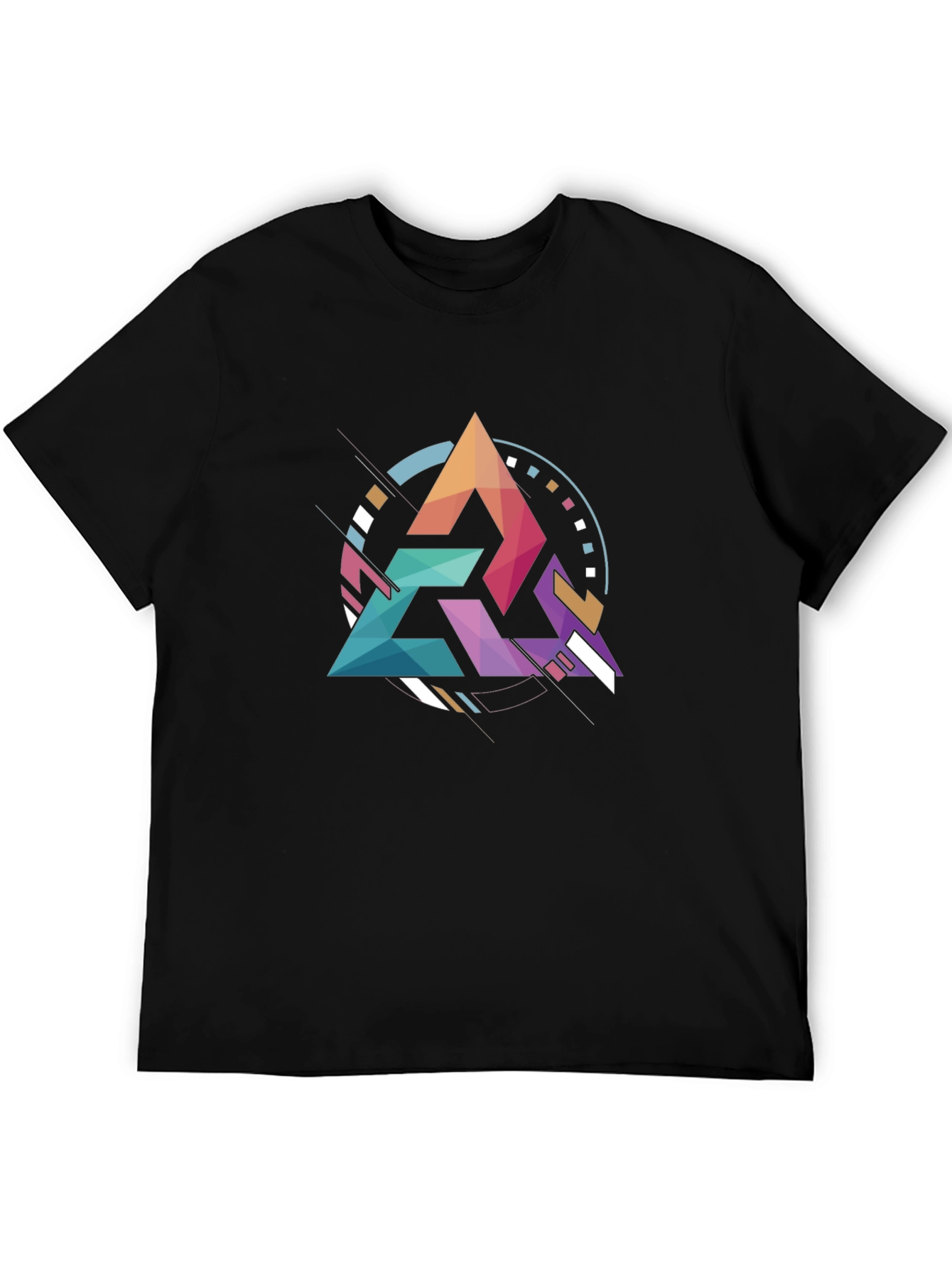 Black Geometric Triangle Graphic Tee - Modern Art Design view 5